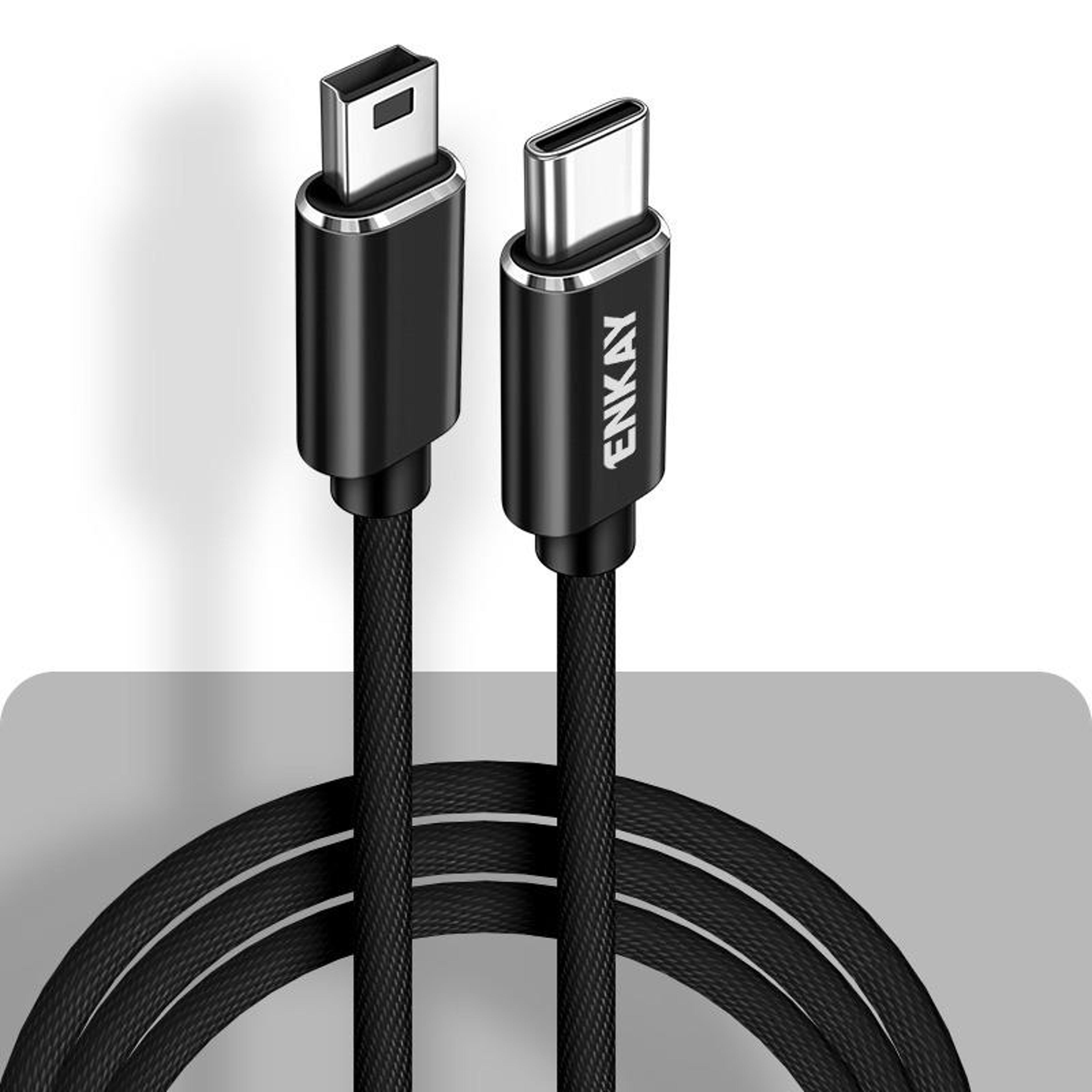 enkay usb c to mini usb cable 1m fast charging data sync cord for cameras gps mp3 and mini usb devices