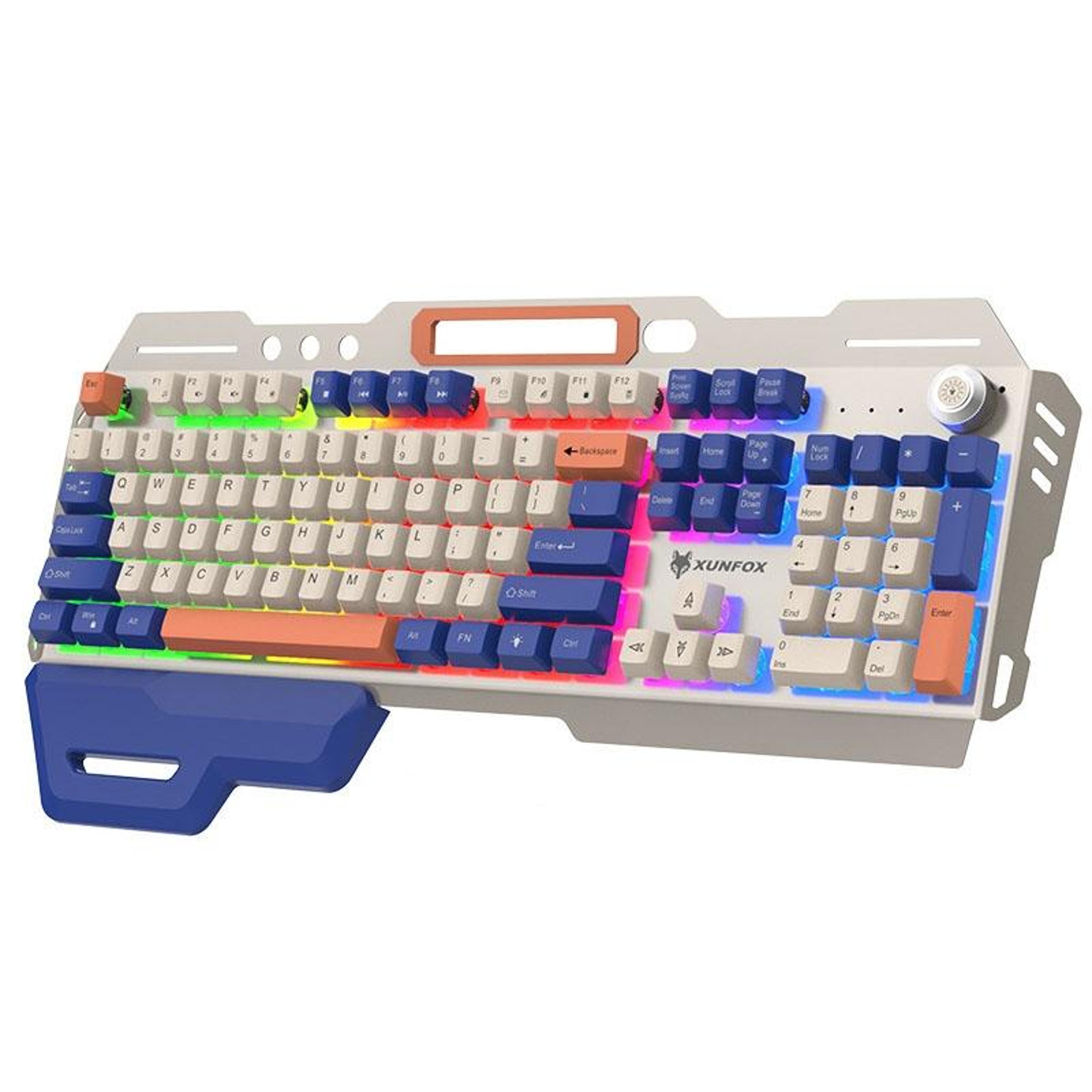 xunsvfox k90 mechanical feeling keyboard rgb gaming keyboard with metal panel and wrist rest