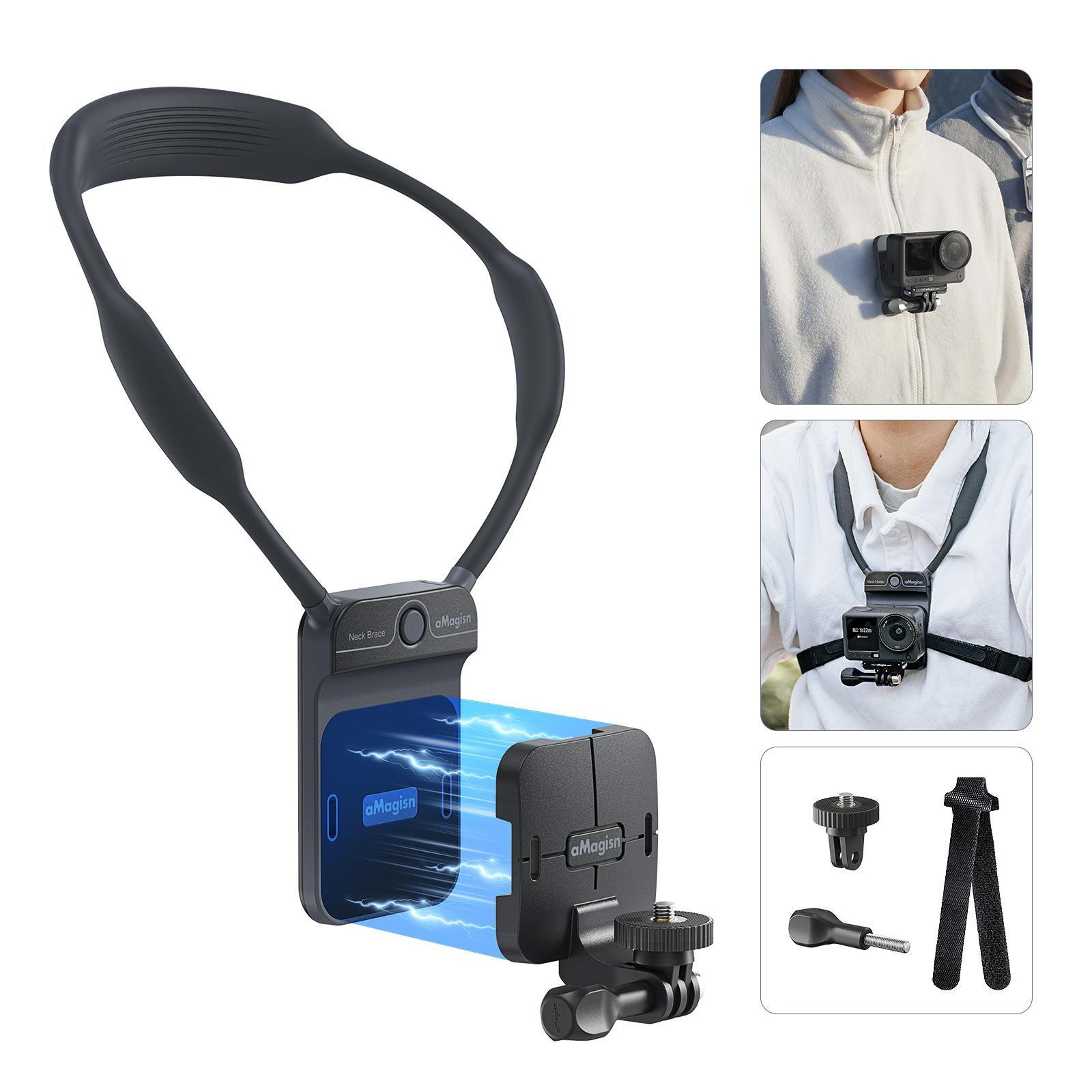 amagisn magnetic neck mount hands free pov camera mount for gopro insta360 and smartphones