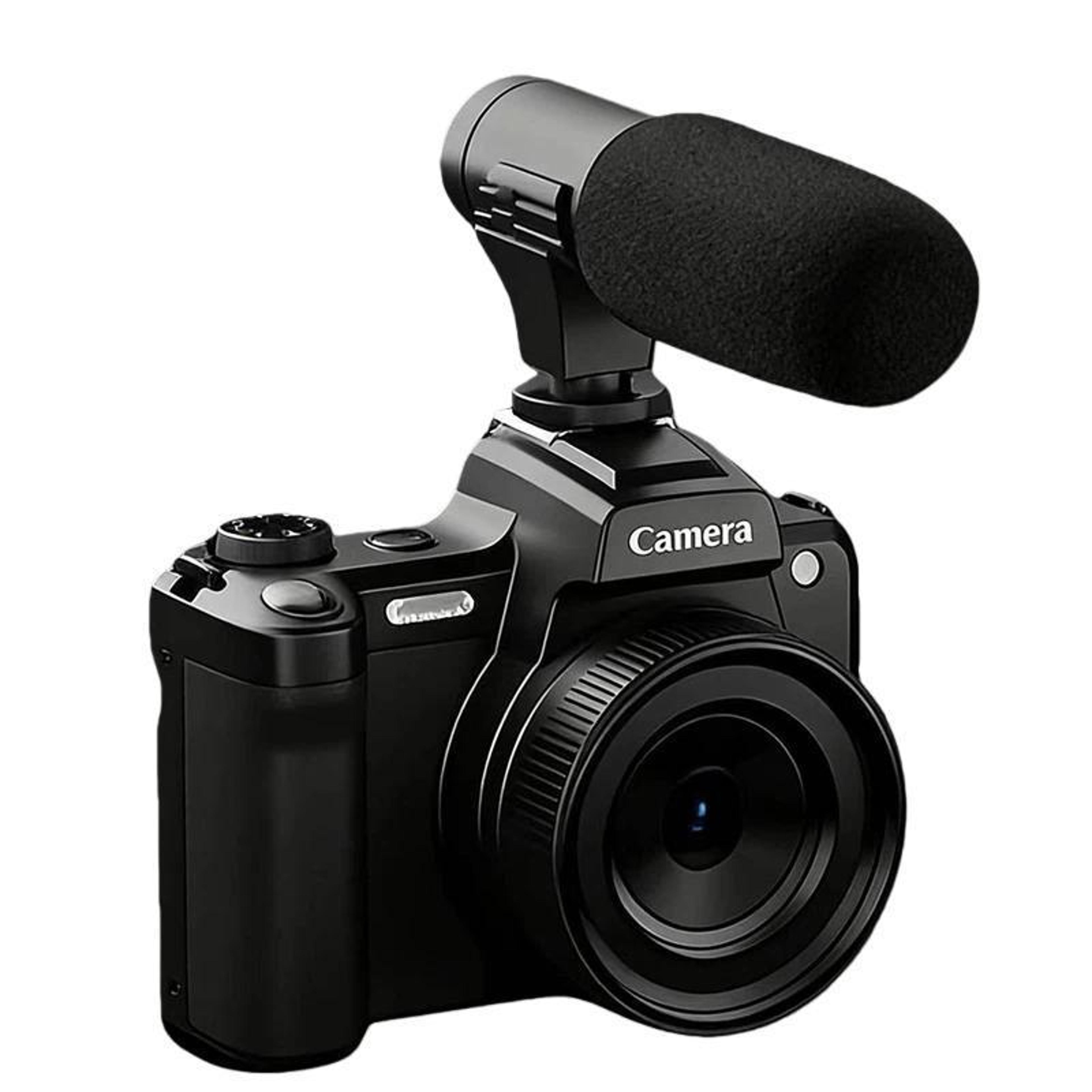 retro 4k digital camera with viewfinder 68mp vlogging camera and external microphone