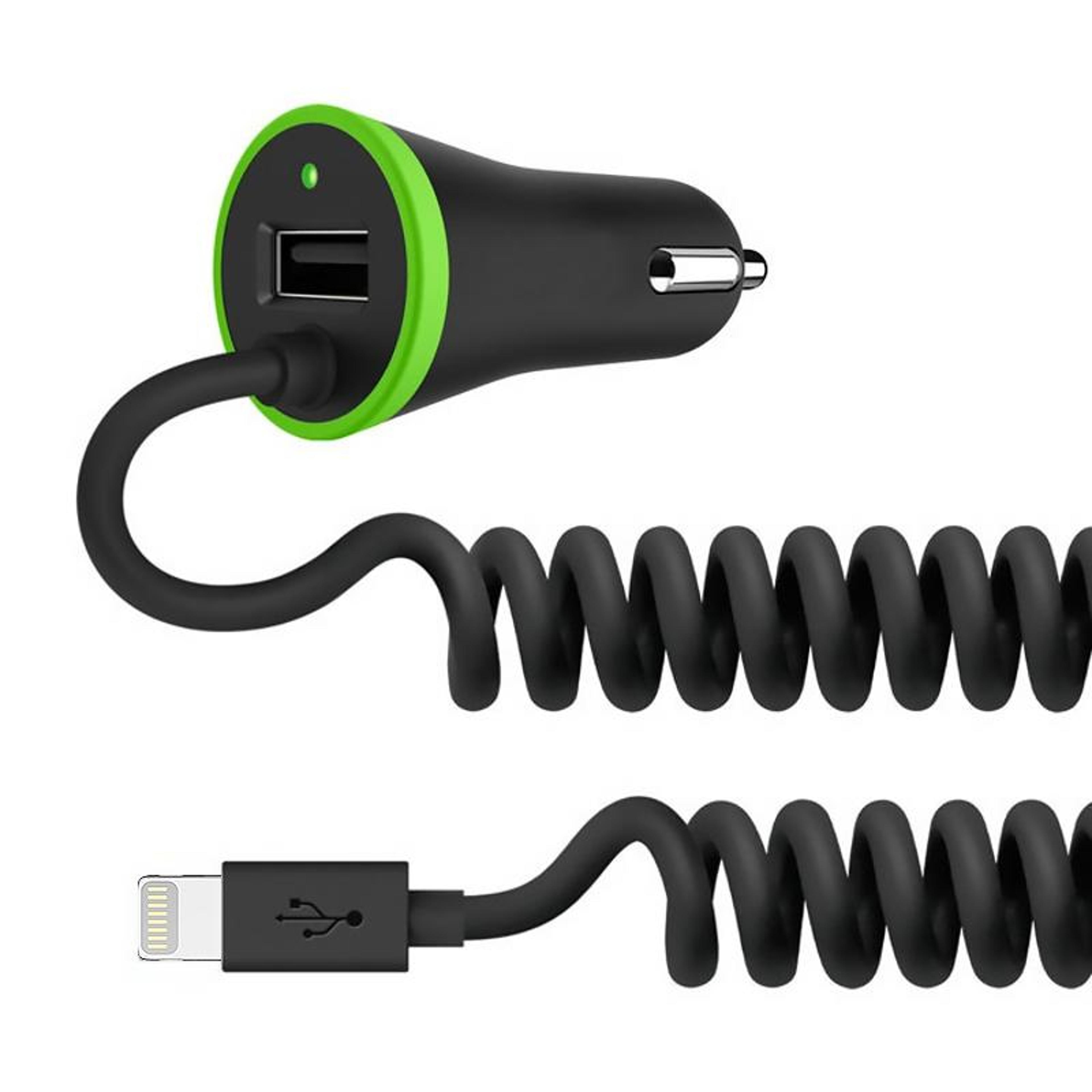 17w usb car charger mini type-c car charger with retractable spring cable dual port fast charging