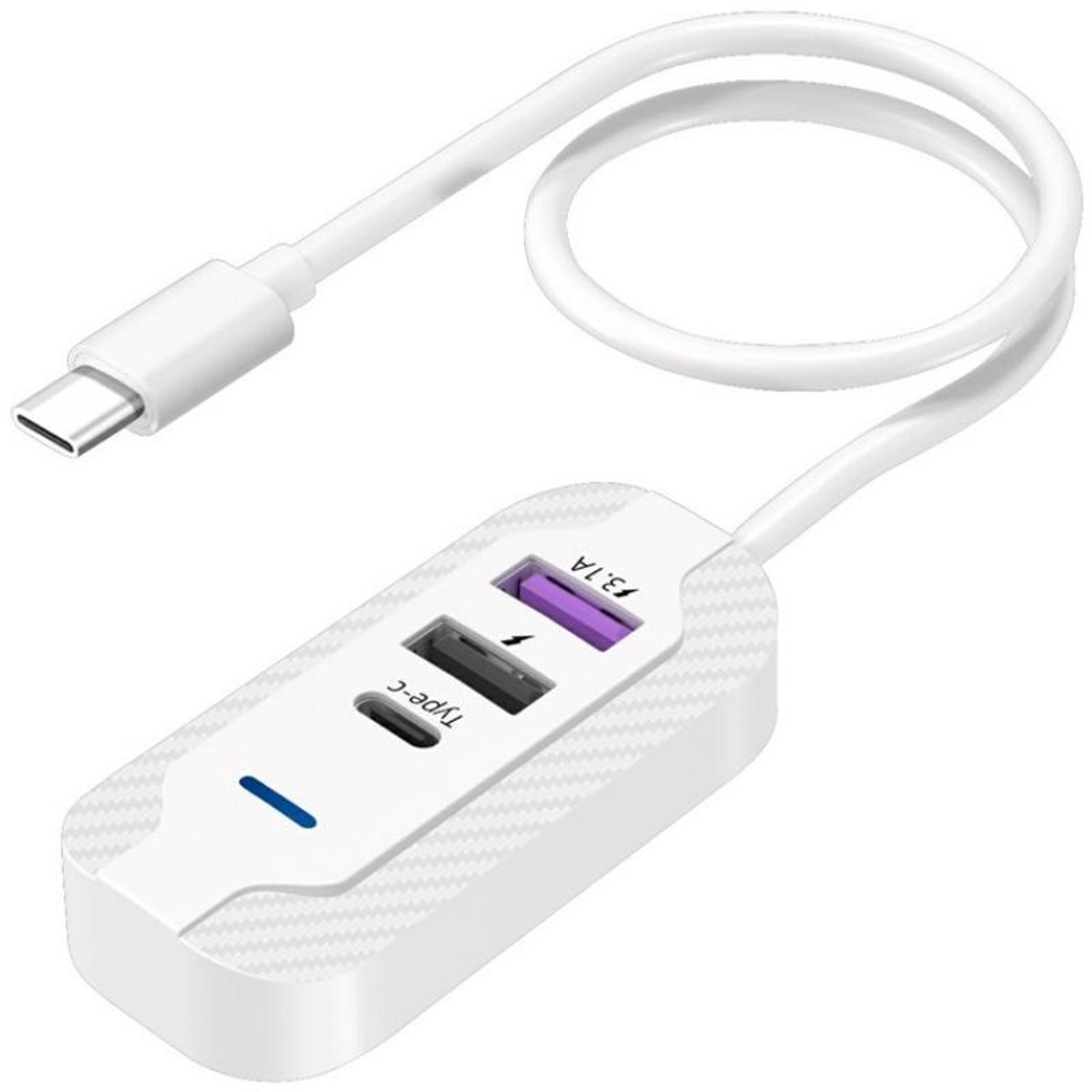 y4 multi port car charger usb c rear seat fast charger with dual usb and 1m extension cable