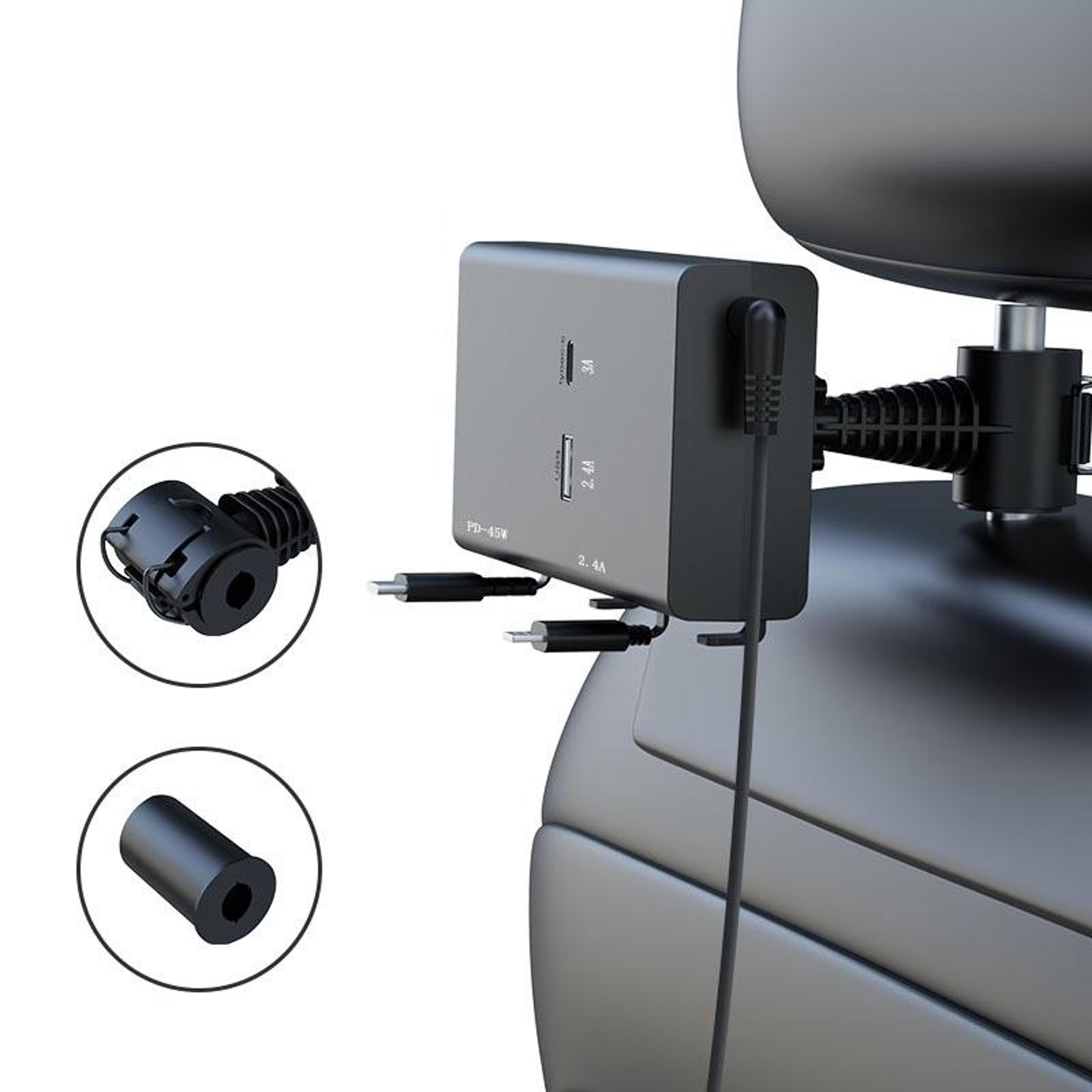 65w car charger with retractable dual cables fast usb c multi device charging adapter