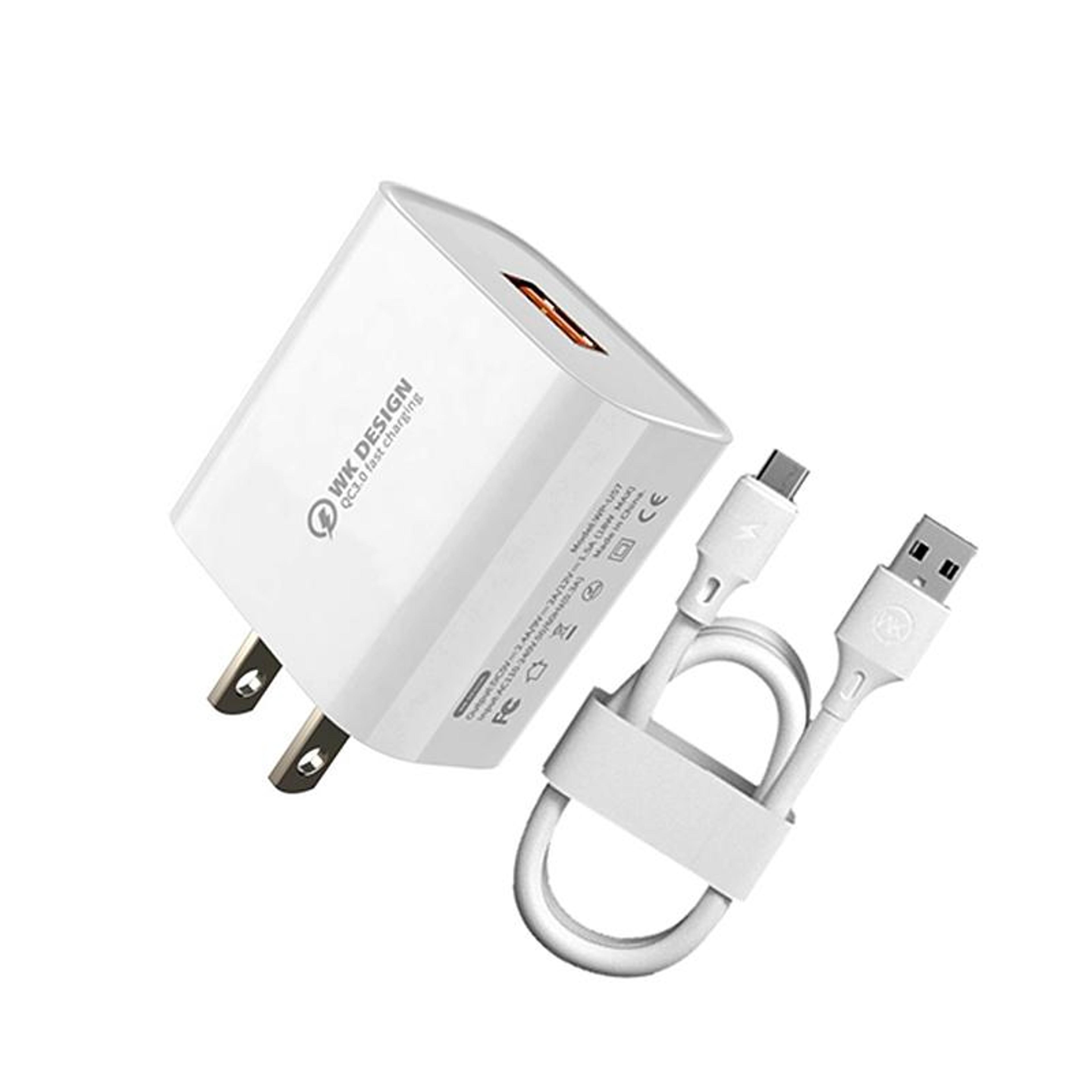 wk wp-u57 qc 3.0 fast charger 24w usb wall charger with micro usb cable us plug