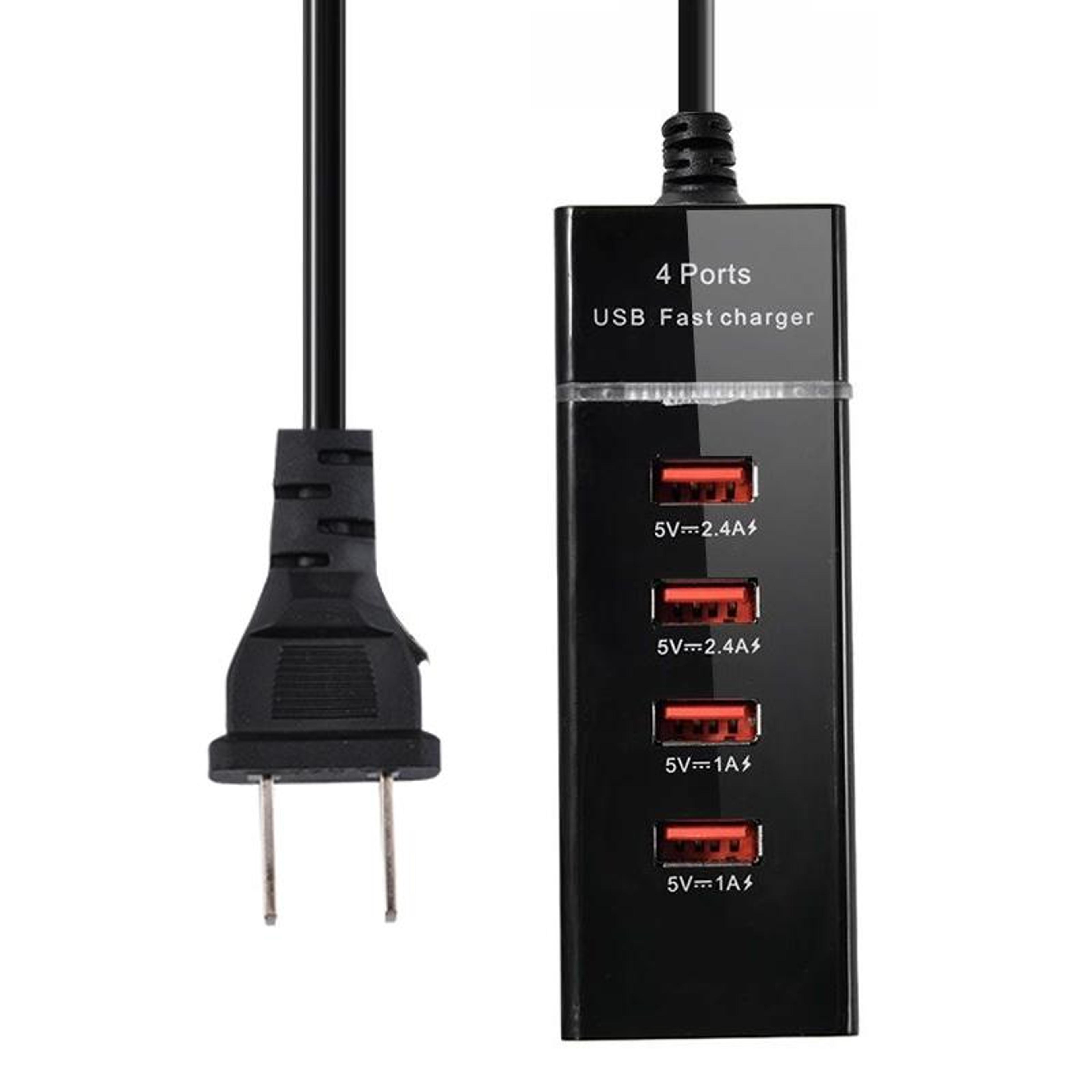 4 port usb wall charger 5v 4.1a fast charging adapter with 1.5m power cable for phones tablets and more