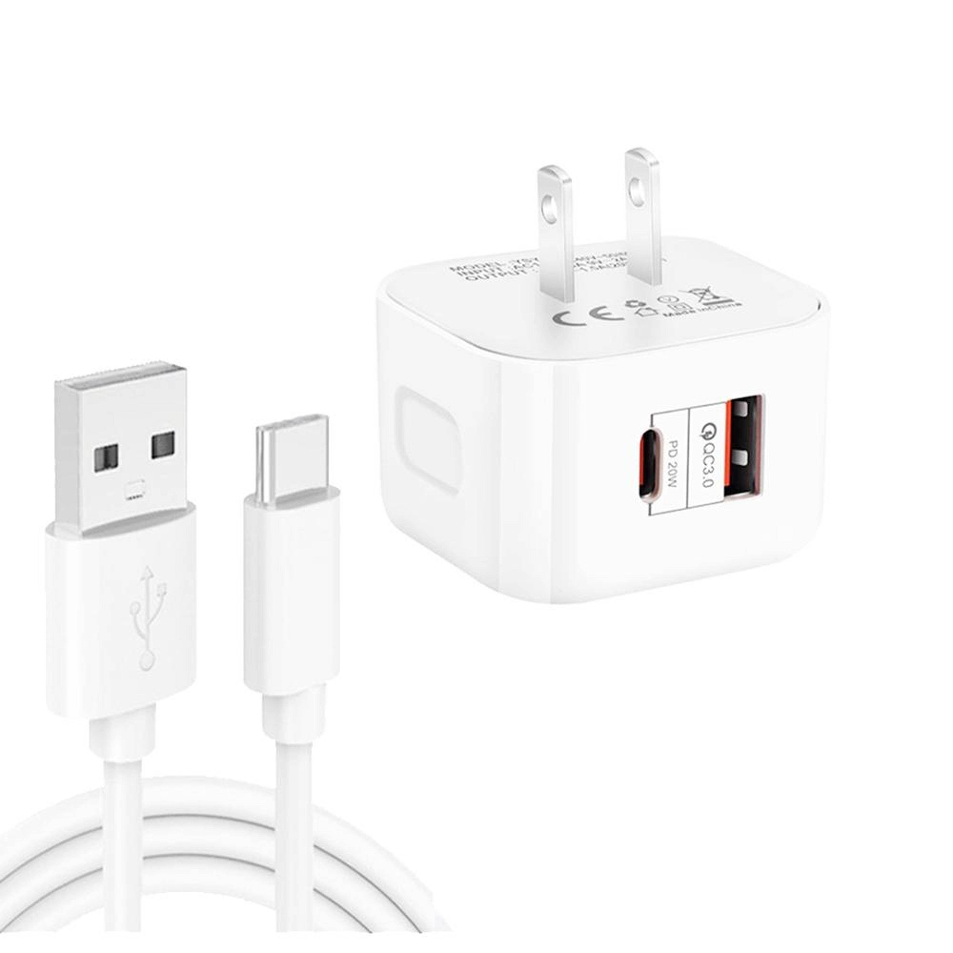 ysy 20w fast charger pd3.0 qc3.0 usb c travel charger with 1m type c cable us plug