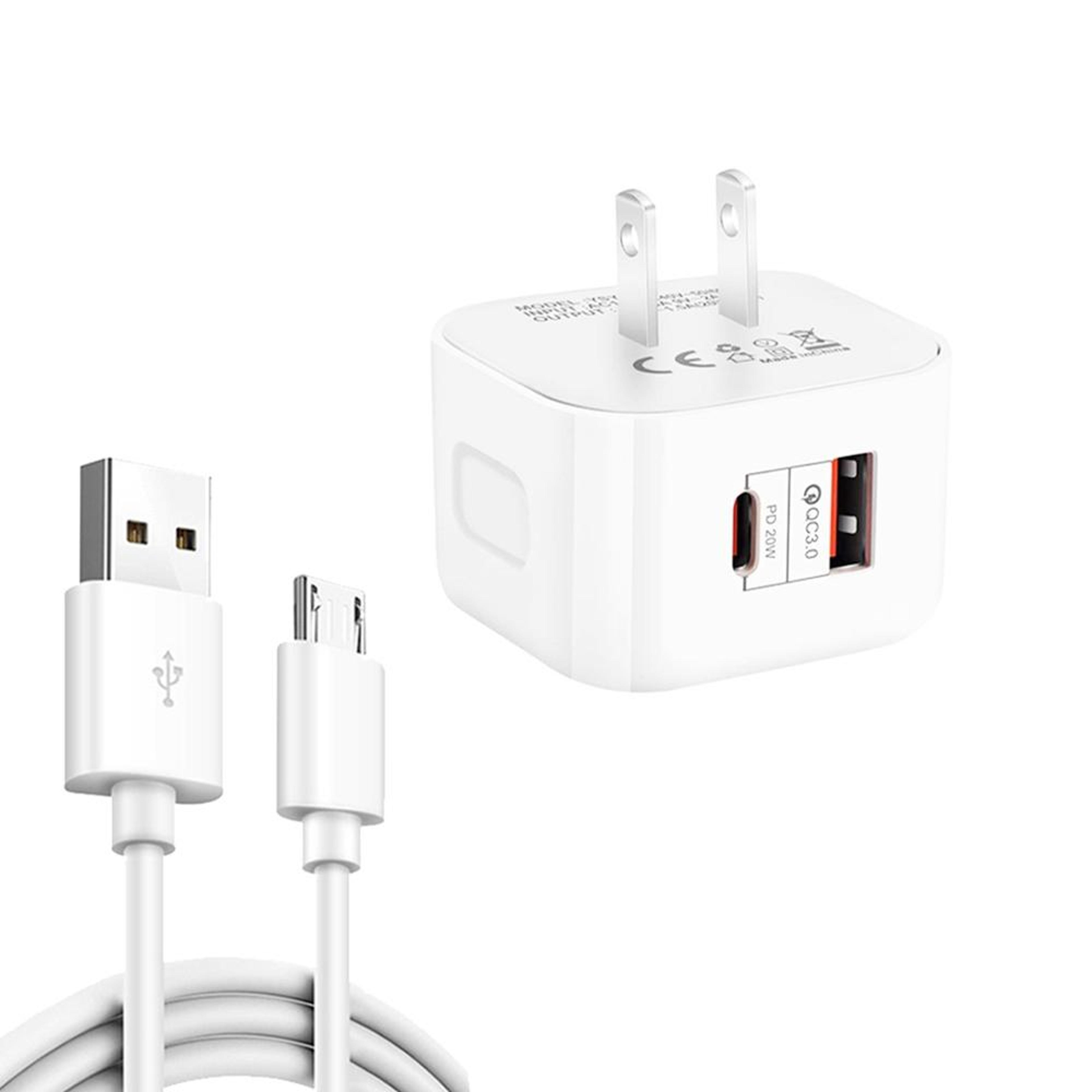 ysy 20w pd charger dual port usb wall charger with micro usb fast charging cable us plug