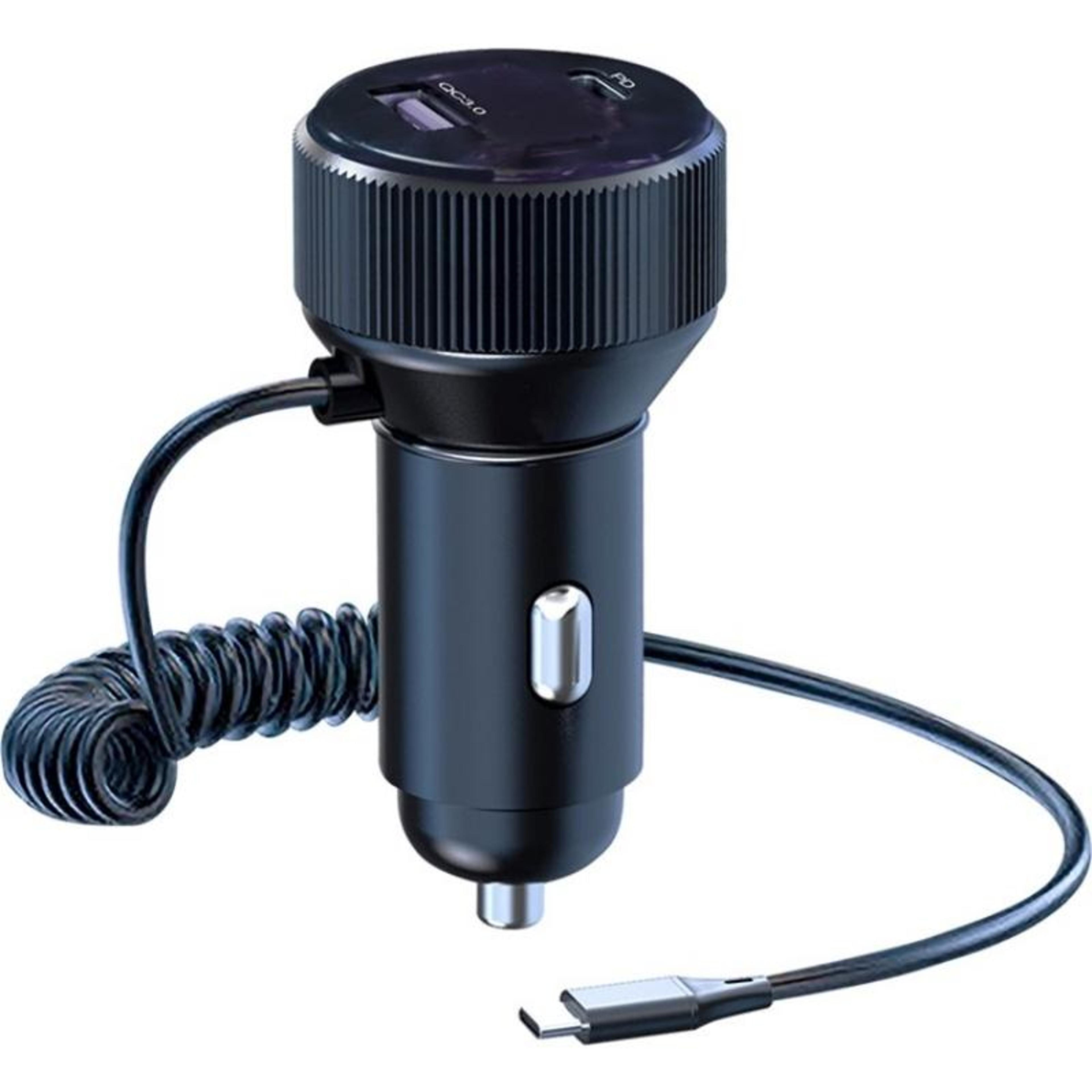 k18a 30w pd car charger with retractable usb c cable, dual usb & type c fast car charger