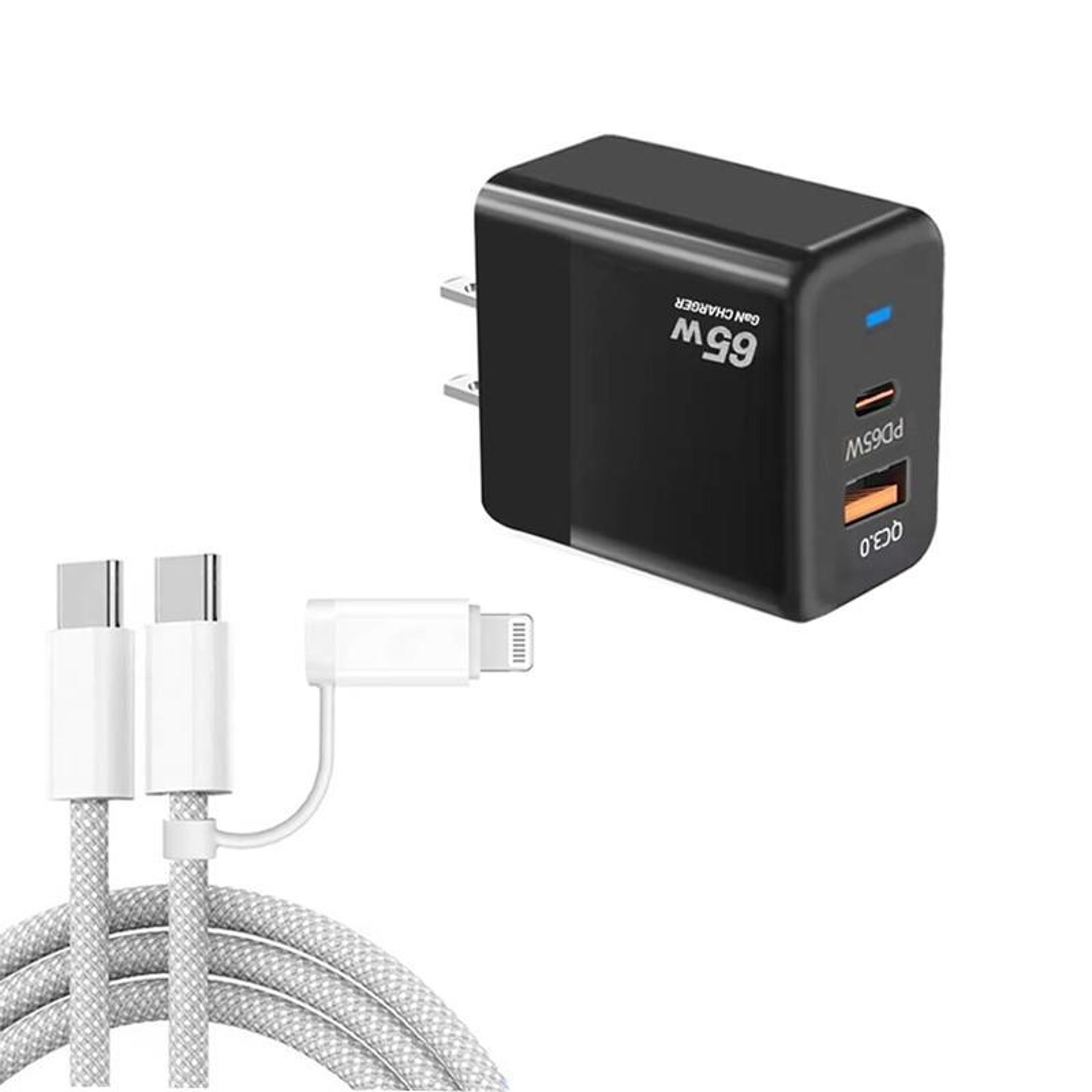 pd41 45w gan charger usb c fast charger with usb c to lightning cable for iphone ipad us plug