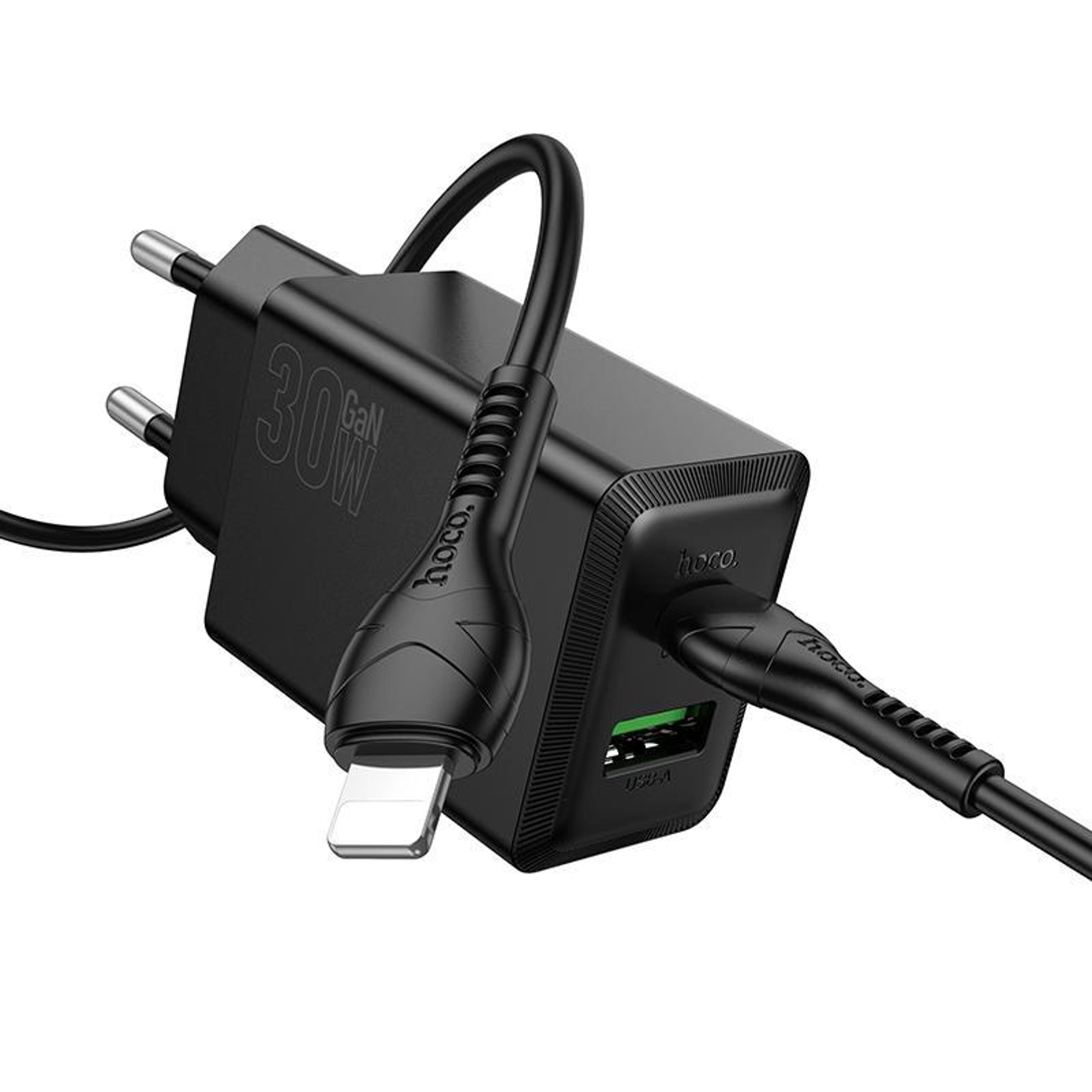 hoco n71 30w pd fast wall charger dual port usb c charger with usb c to lightning cable