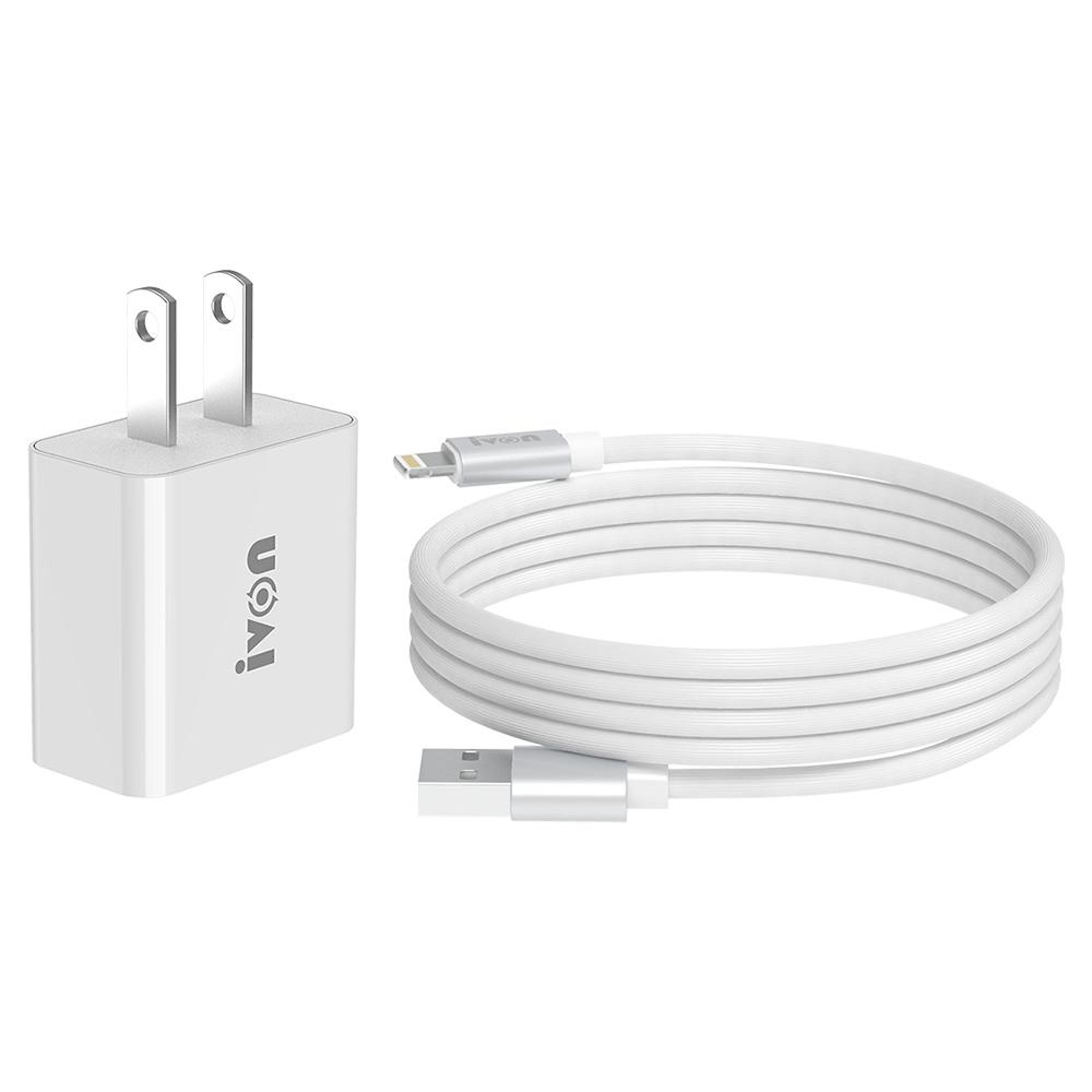 ivon 18w qc 3.0 charger usb wall travel charger with 1m lightning charging cable us plug