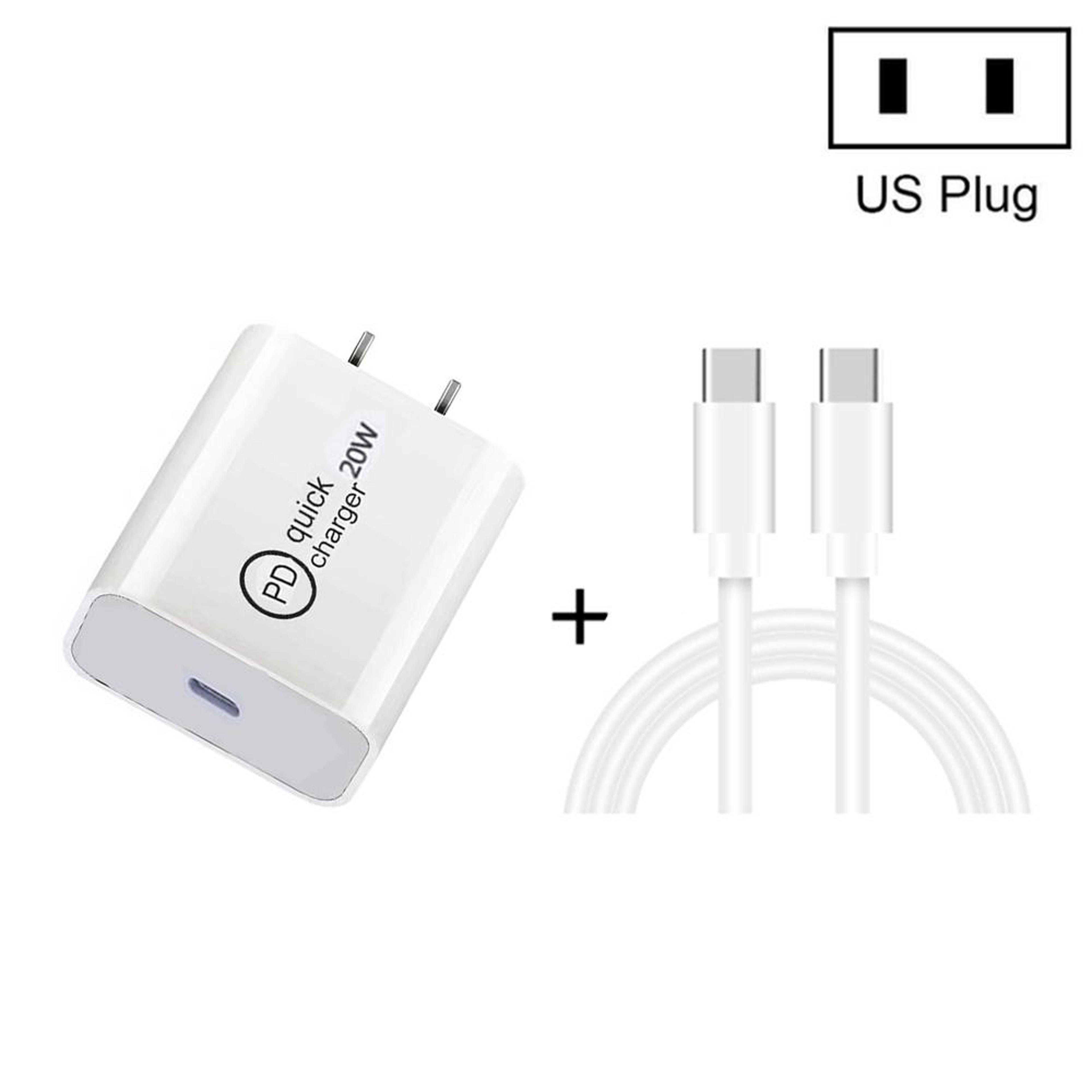 20w usb c pd fast charger set with 2m usb c charging cable travel wall charger us plug