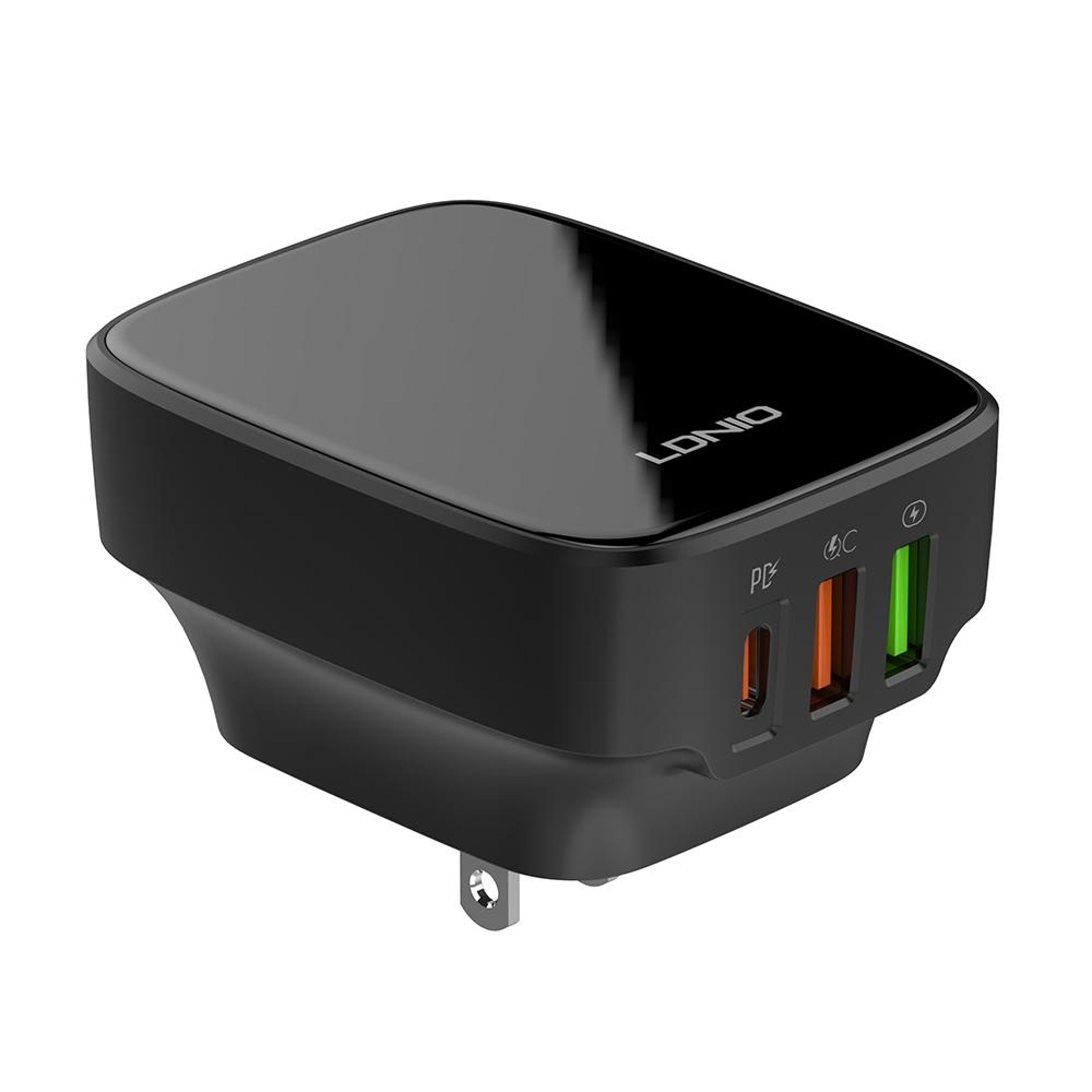 ldnio q334 32w usb c fast charger dual usb wall charger with type c cable us plug