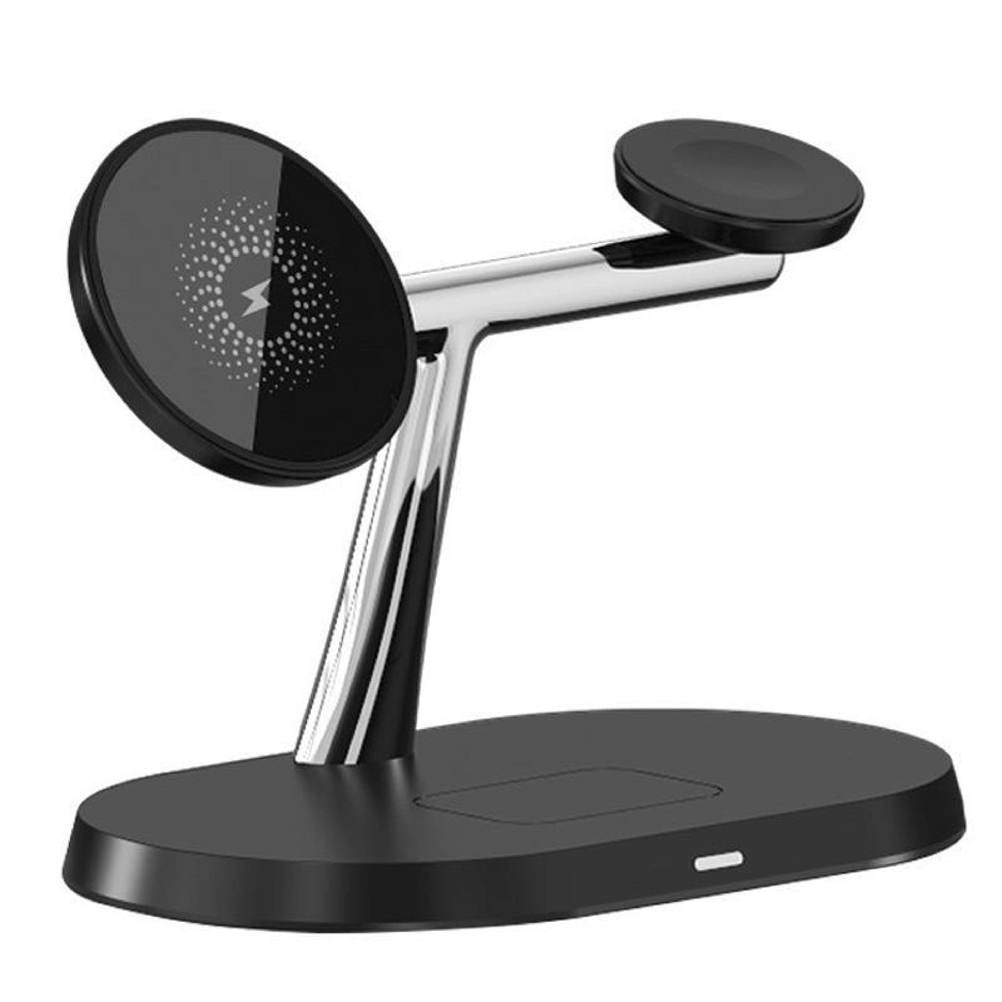 15w 3 in 1 magnetic wireless charger foldable charging station for phone, watch & earbuds