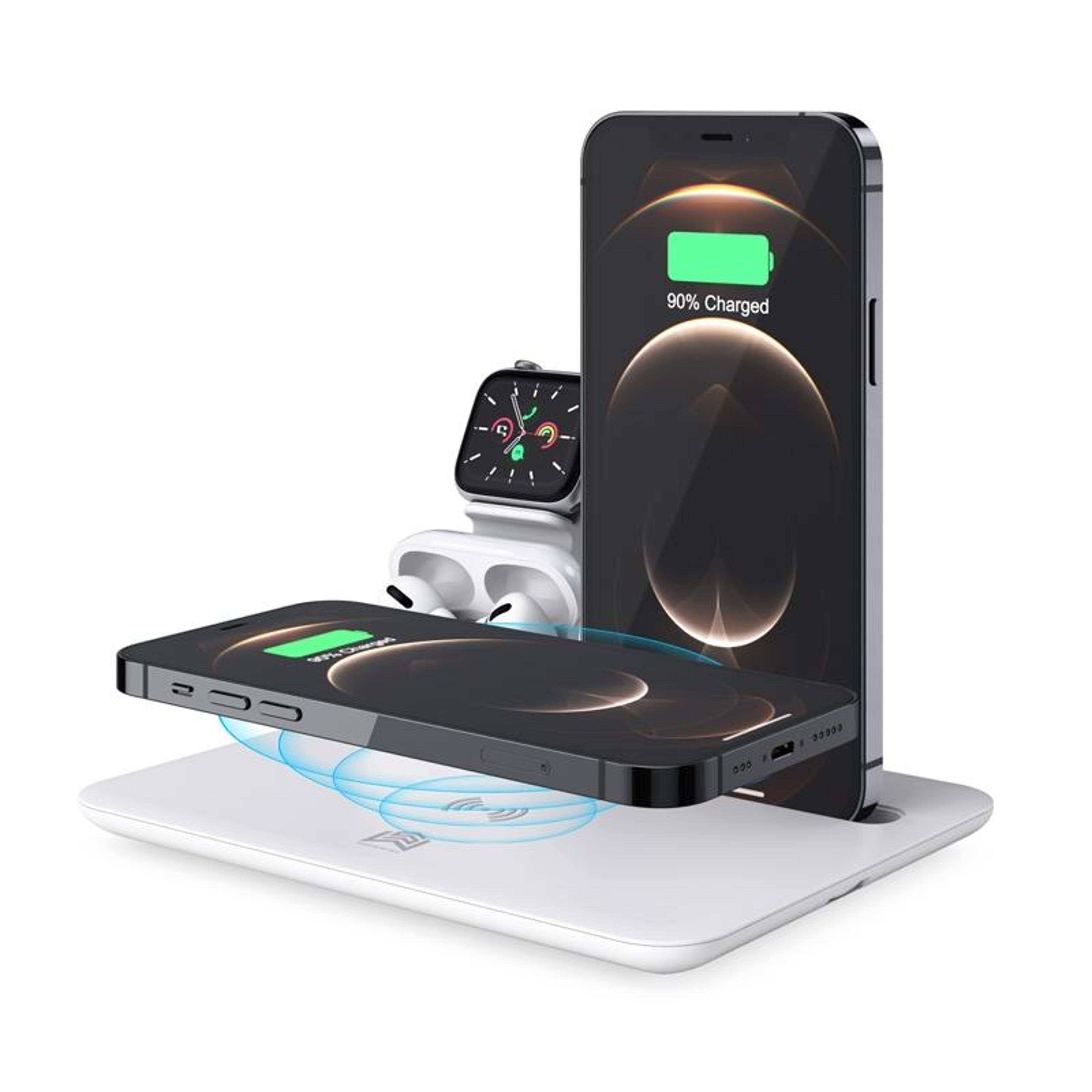 hq-ud17 4 in 1 wireless charger charging station with phone holder for iphone, apple watch & airpods