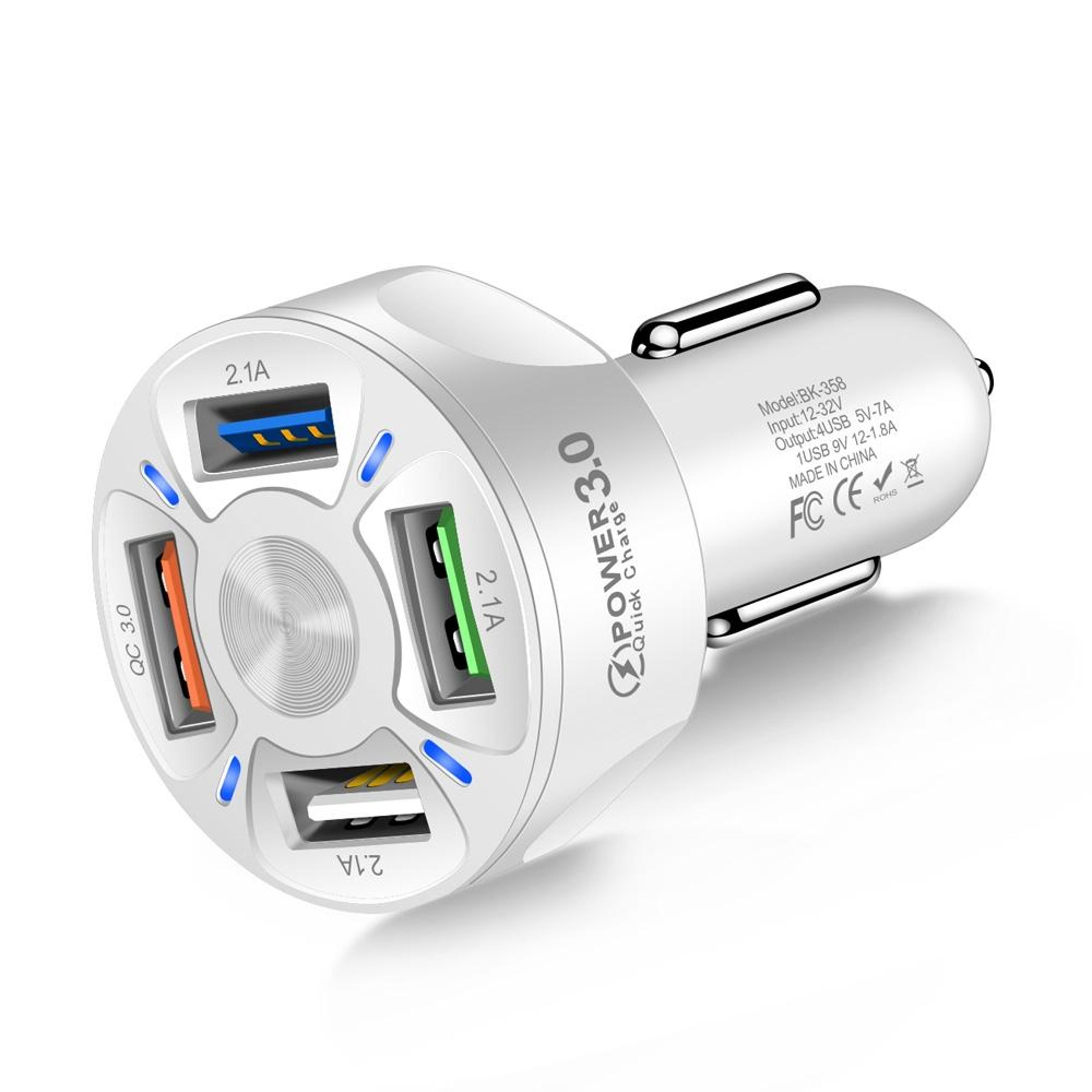 4 usb car charger qc3.0 fast car charger 7a multi usb car charger for phones and tablets