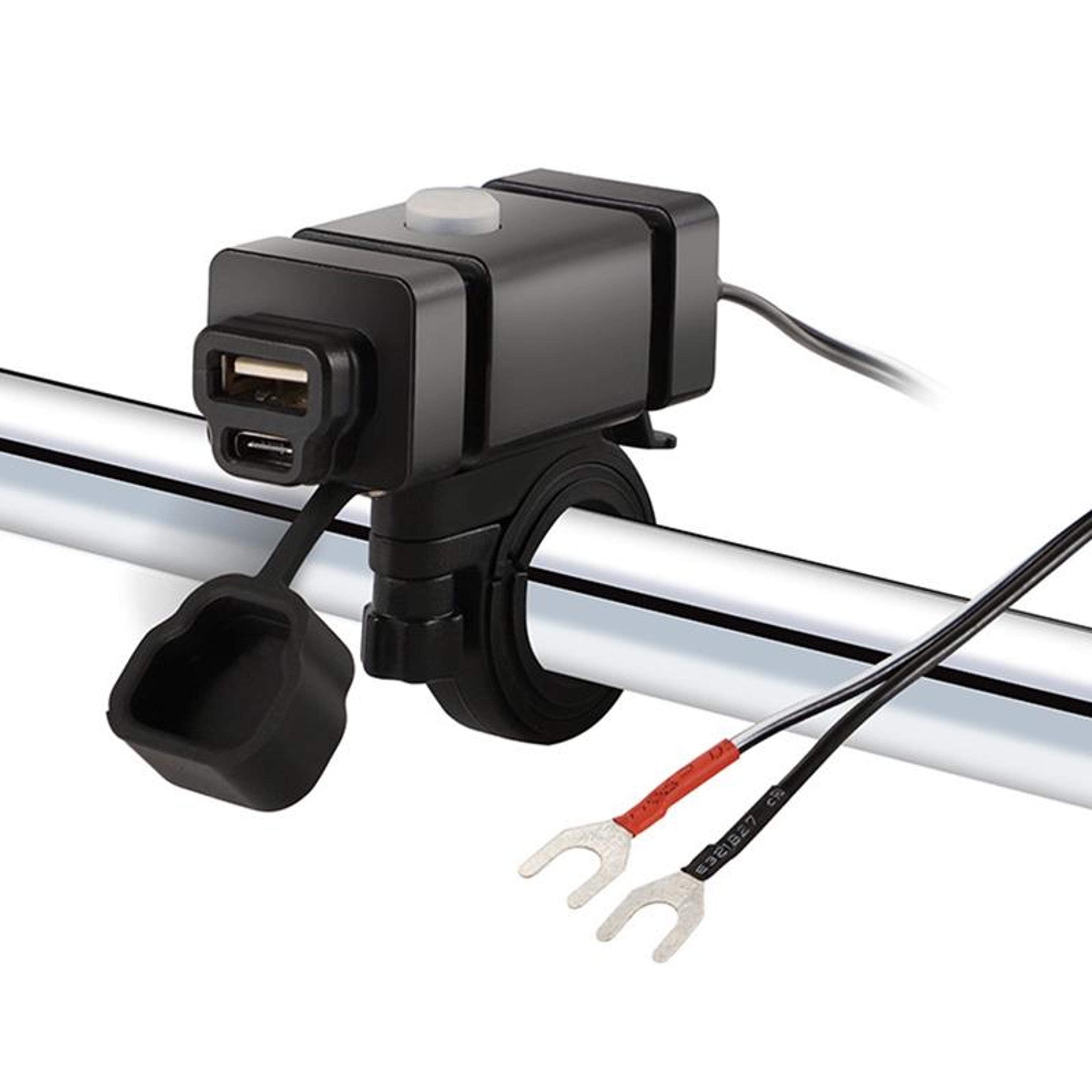 motorcycle phone charger qc3.0 pd fast charger waterproof usb type c dual port