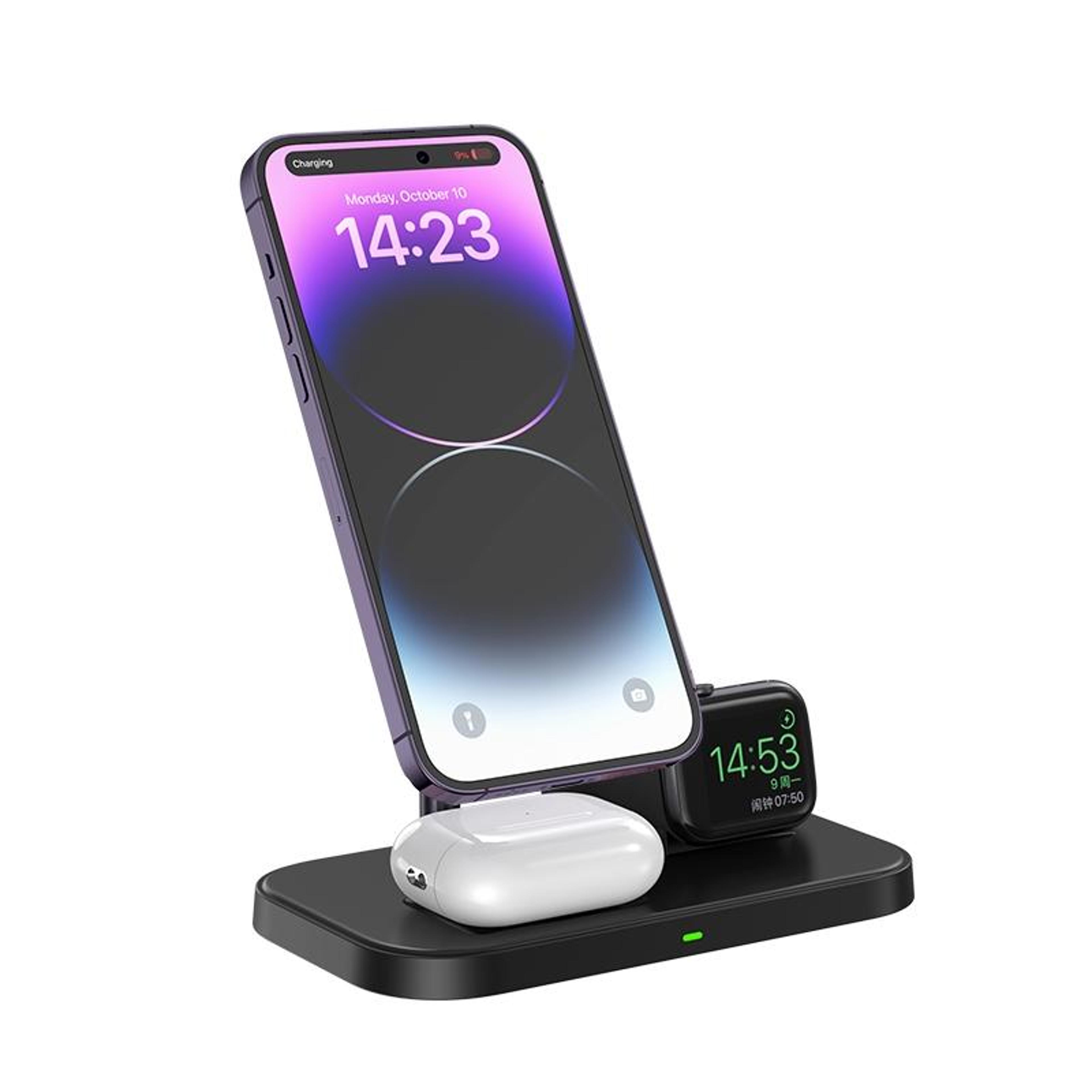 wa22 3 in 1 magnetic wireless charger, magsafe charging station & magnetic phone holder for iphone and airpods