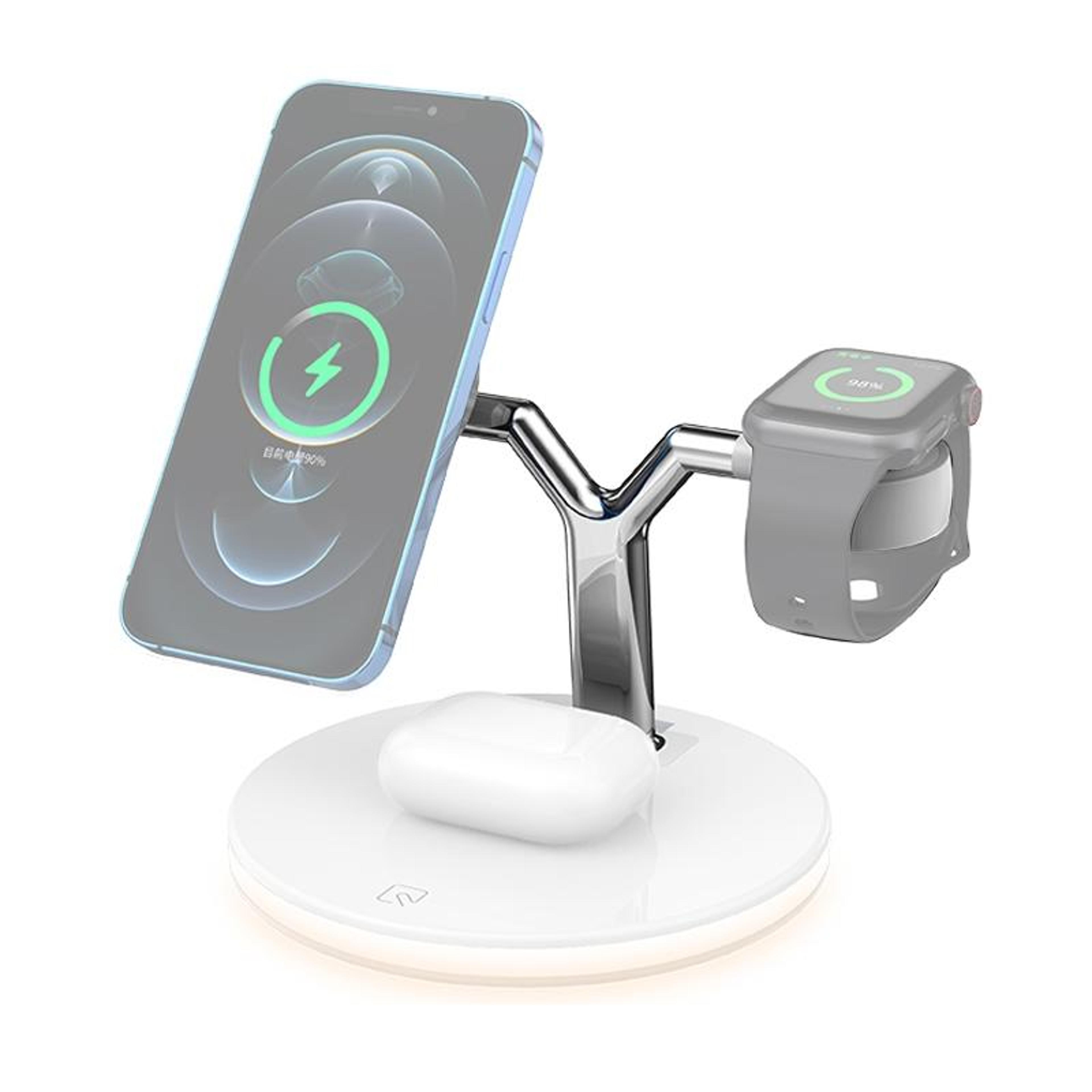 3 in 1 magnetic wireless charger stand for iphone, apple watch & airpods with led night light