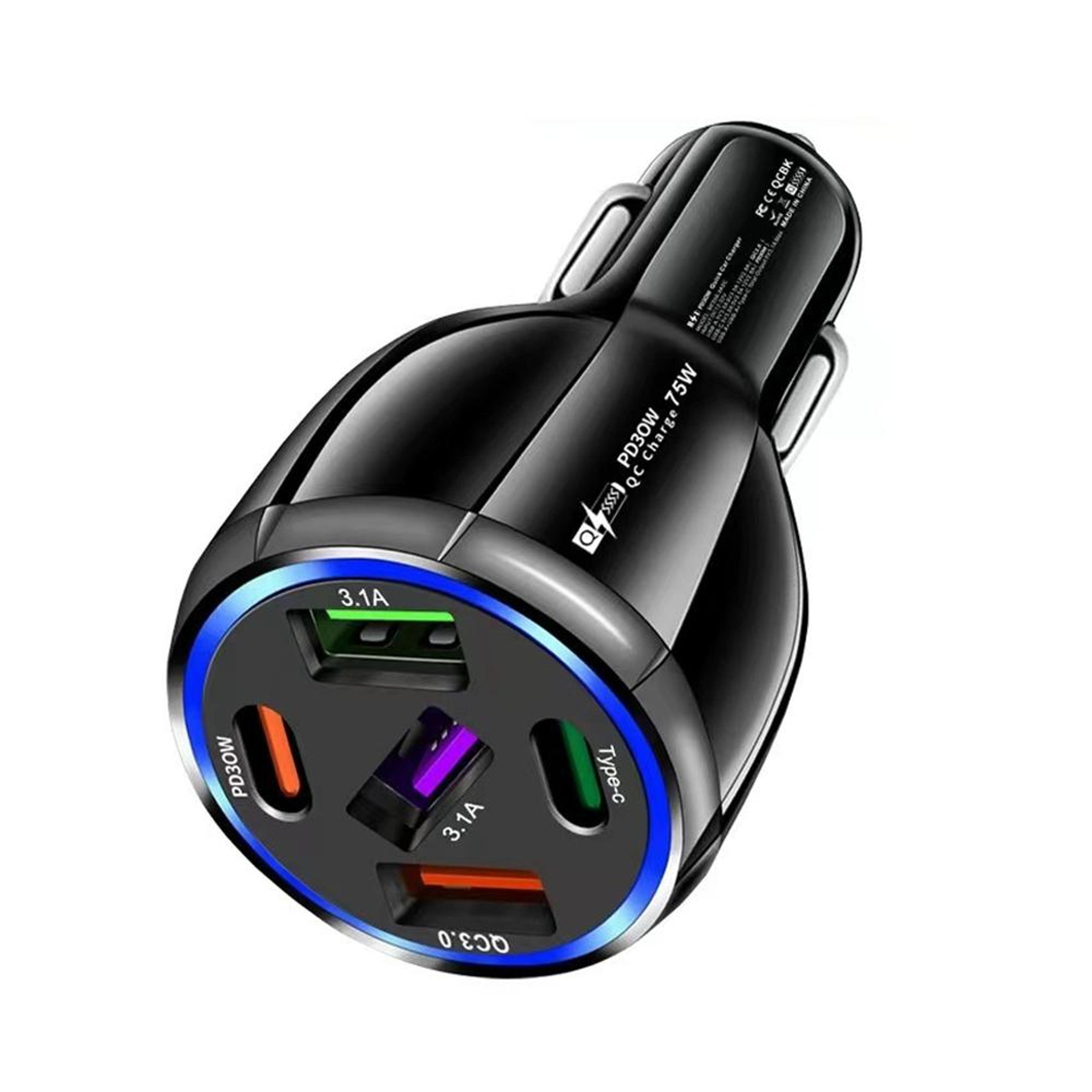 75w car charger usb c pd qc fast charger with 3 usb and 2 pd multi port car adapter
