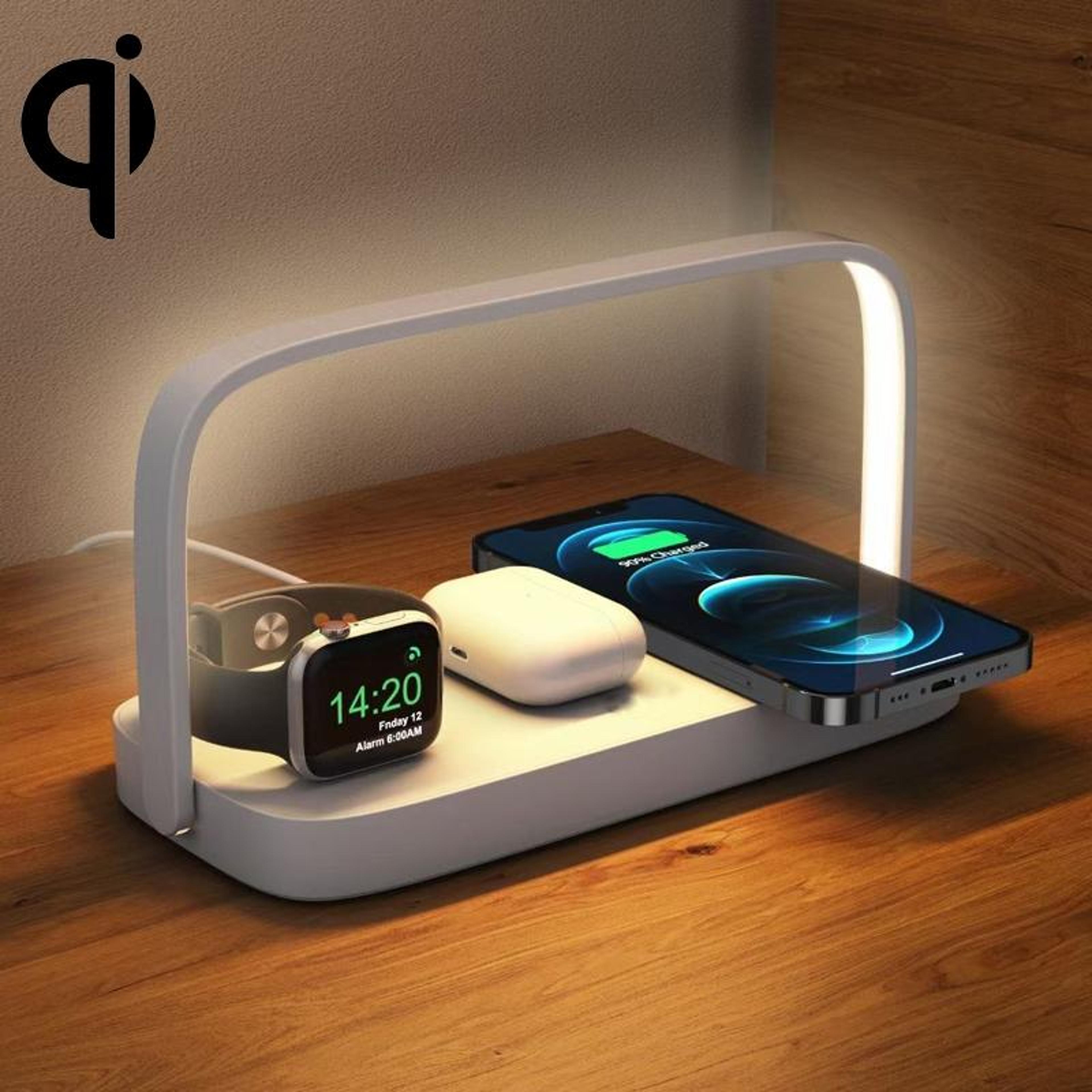 3 in 1 magnetic wireless charger with night light, apple charging station for iphone, apple watch & airpods white