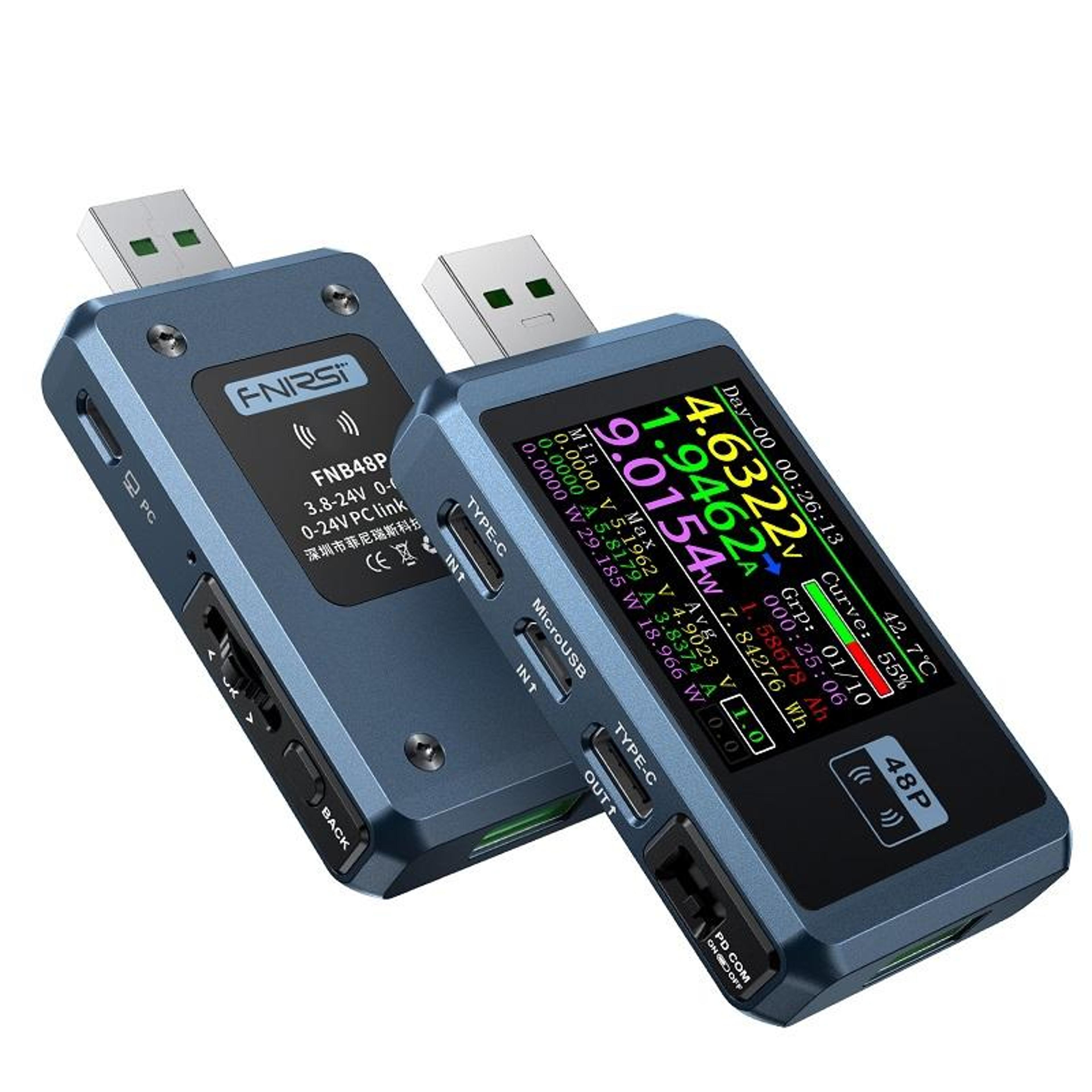 fnirsi fnb48p usb fast charge tester bluetooth voltage current power meter