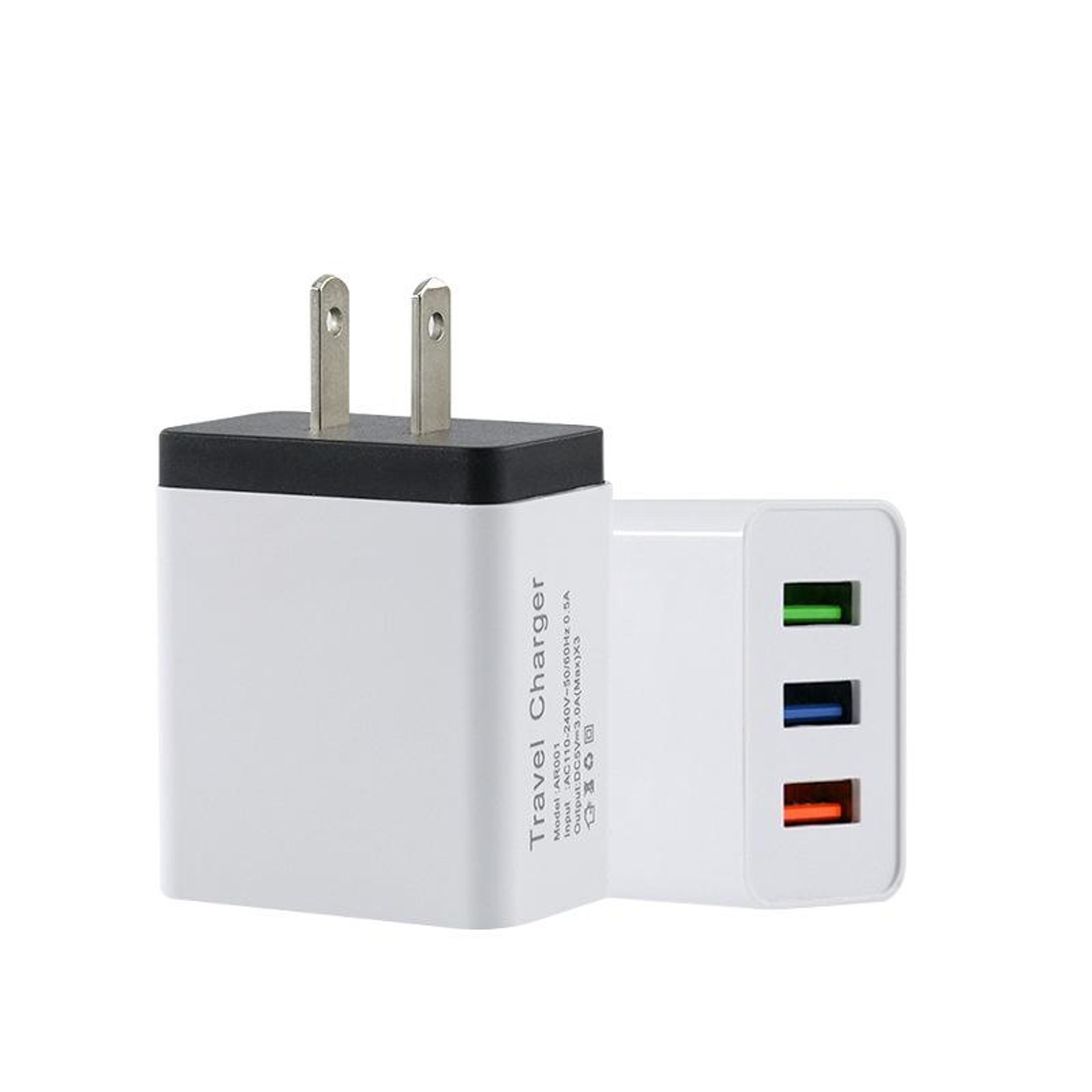 2a 3 usb travel phone charger with us plug black usb wall charger