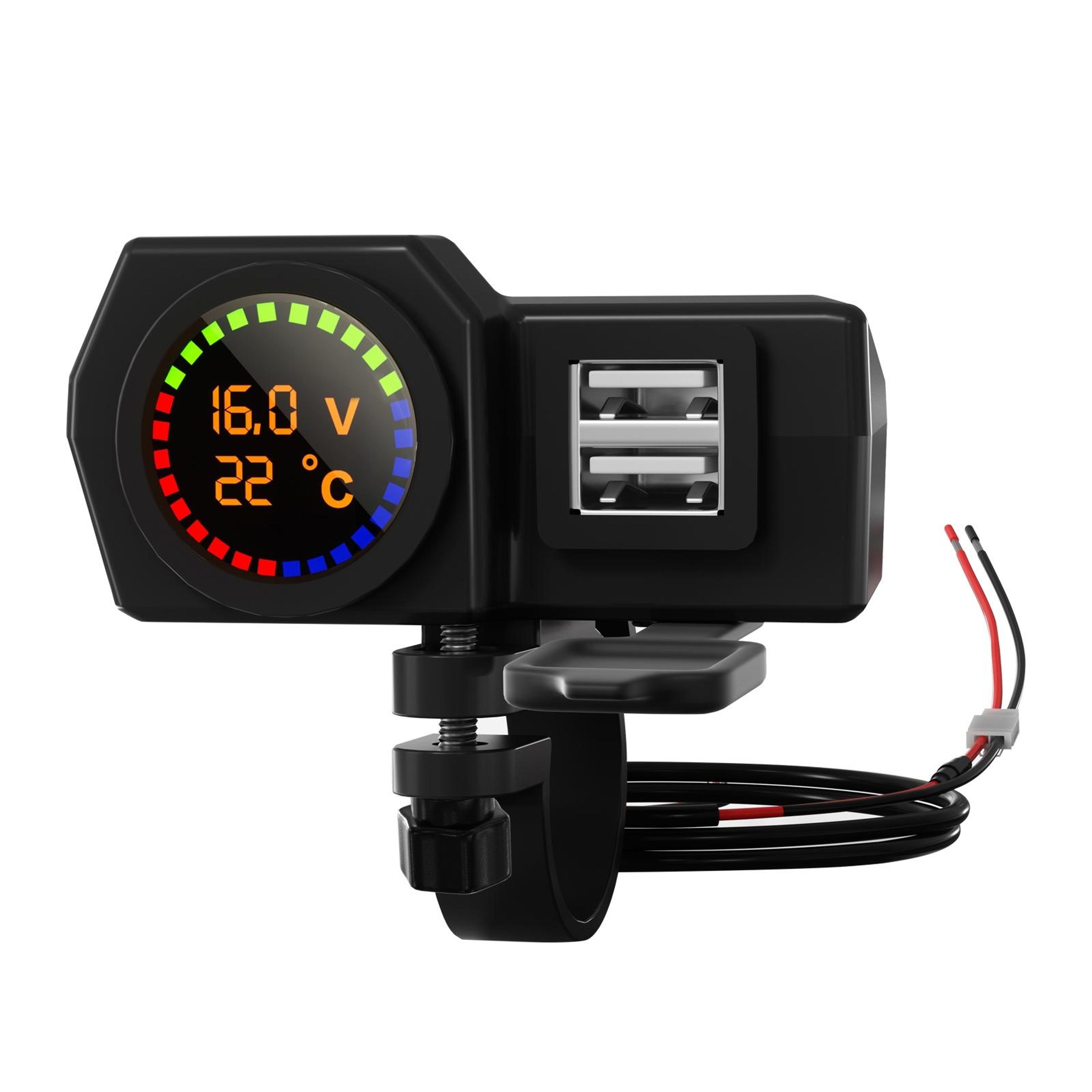 wupp cs-1747a1 motorcycle usb charger with dual usb ports voltage display