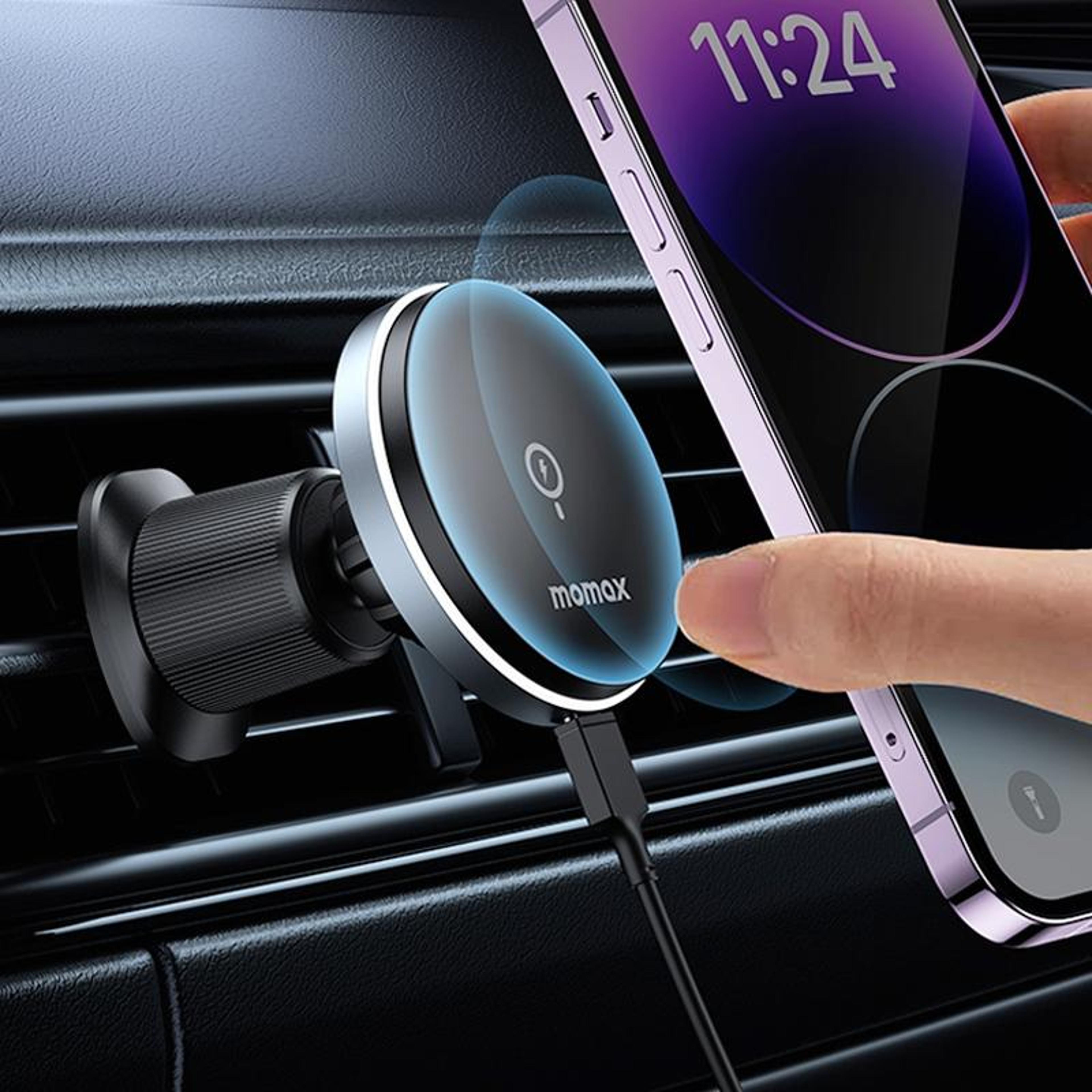 momax cm25a magnetic wireless car charger mount with 15w fast charging