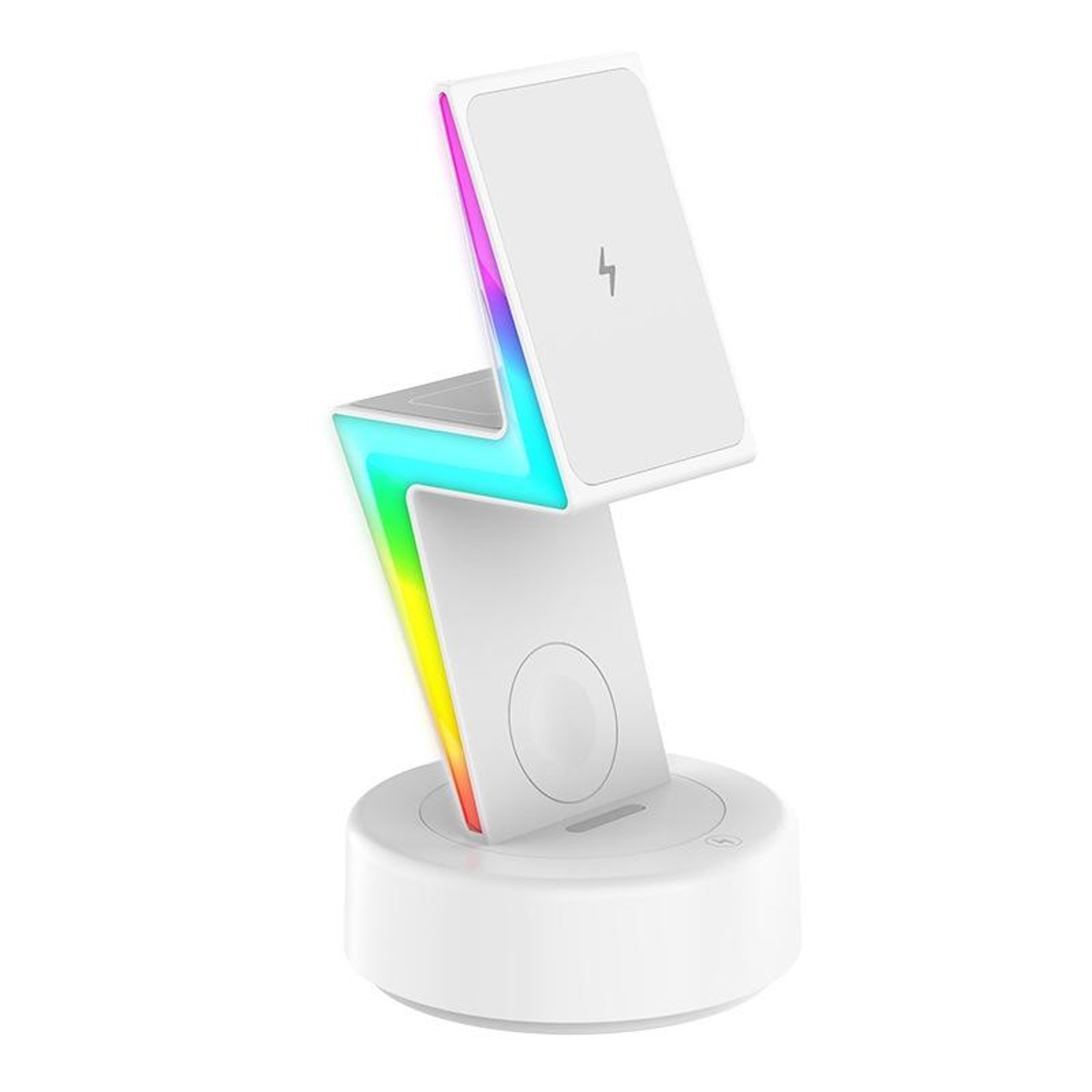 3 in 1 wireless charger with magsafe phone holder rgb light charging stand