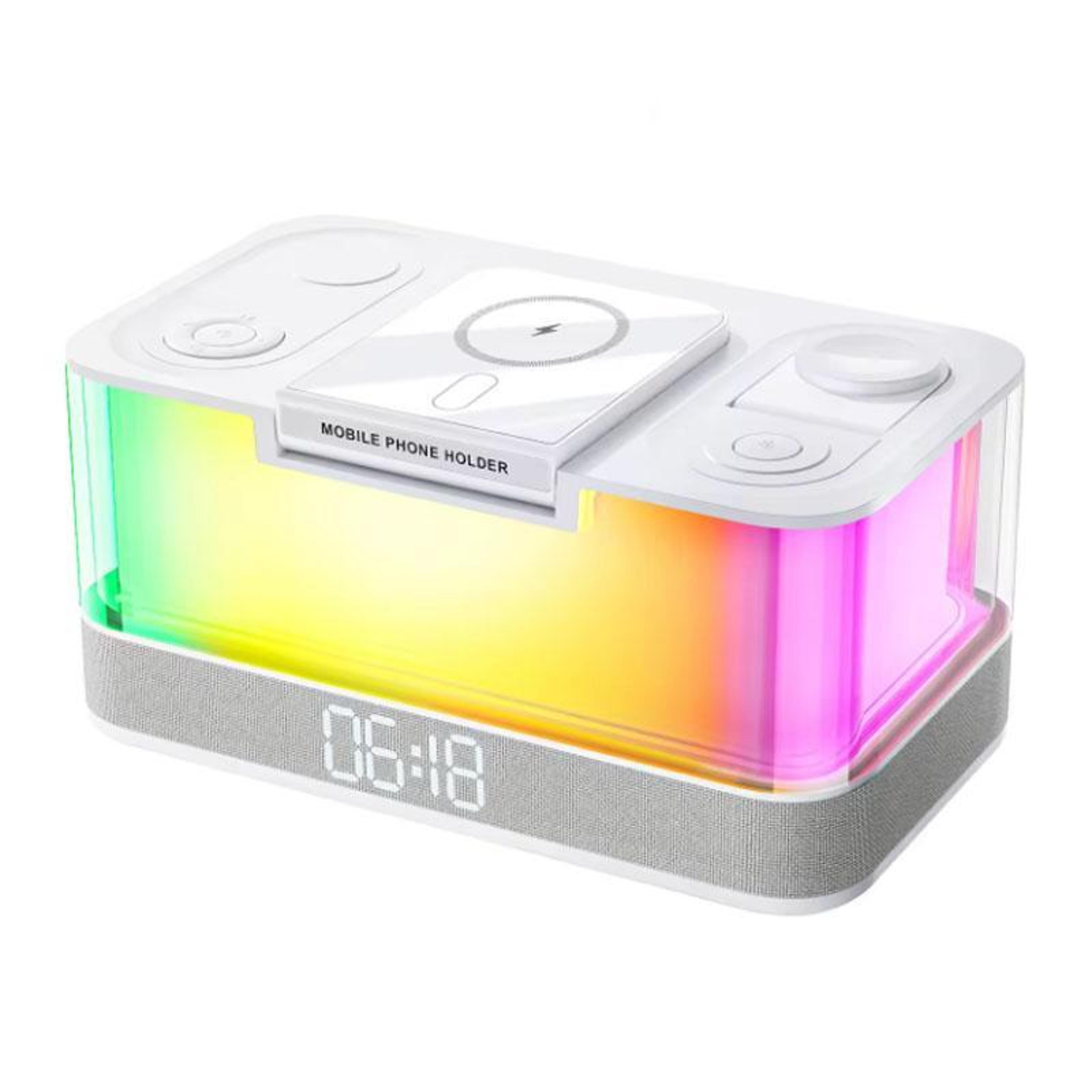 r8 3 in 1 wireless charger magnetic charging station with bluetooth speaker white