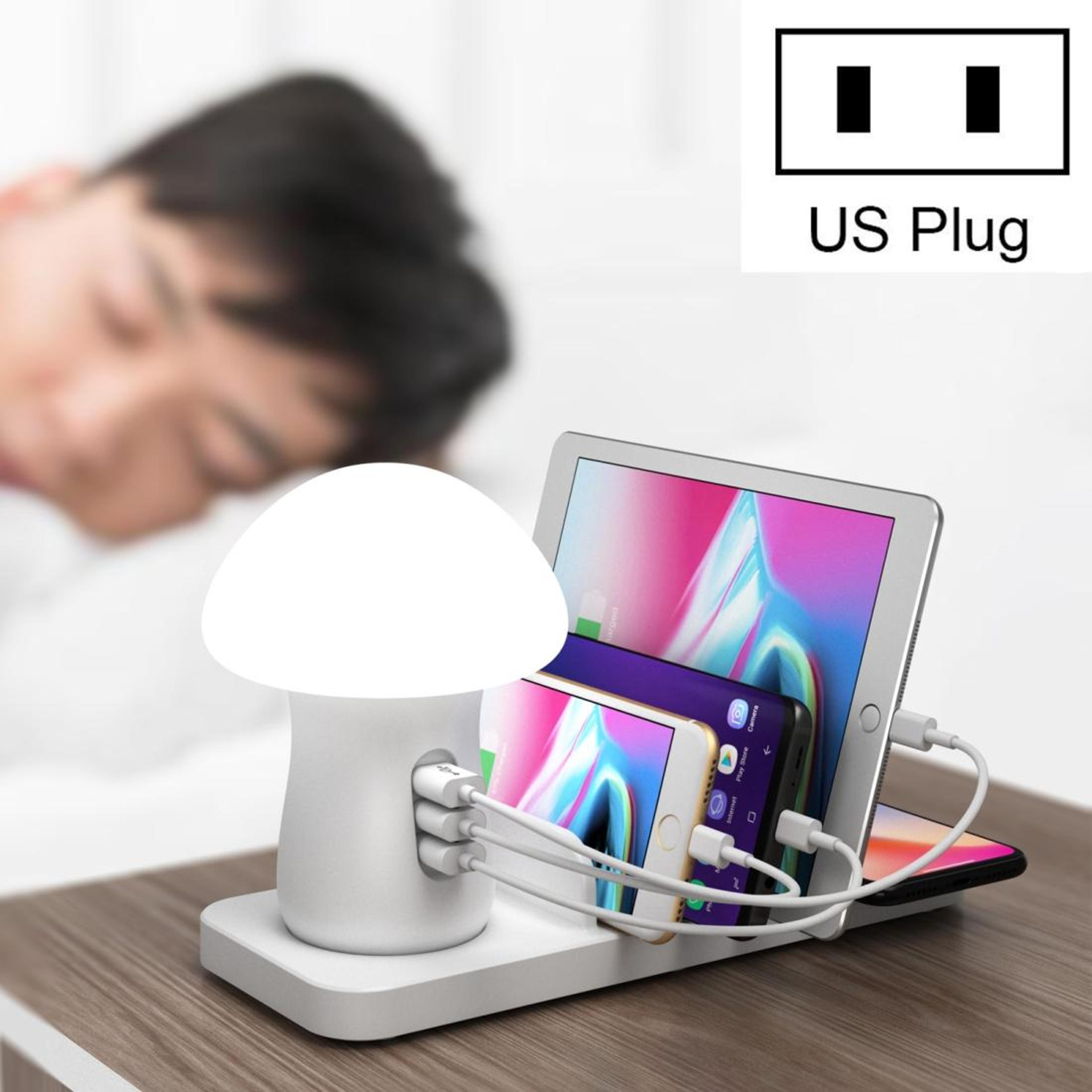 hq-ud12 wireless charging station 40w 4 device charger with 3 usb ports led night light us plug
