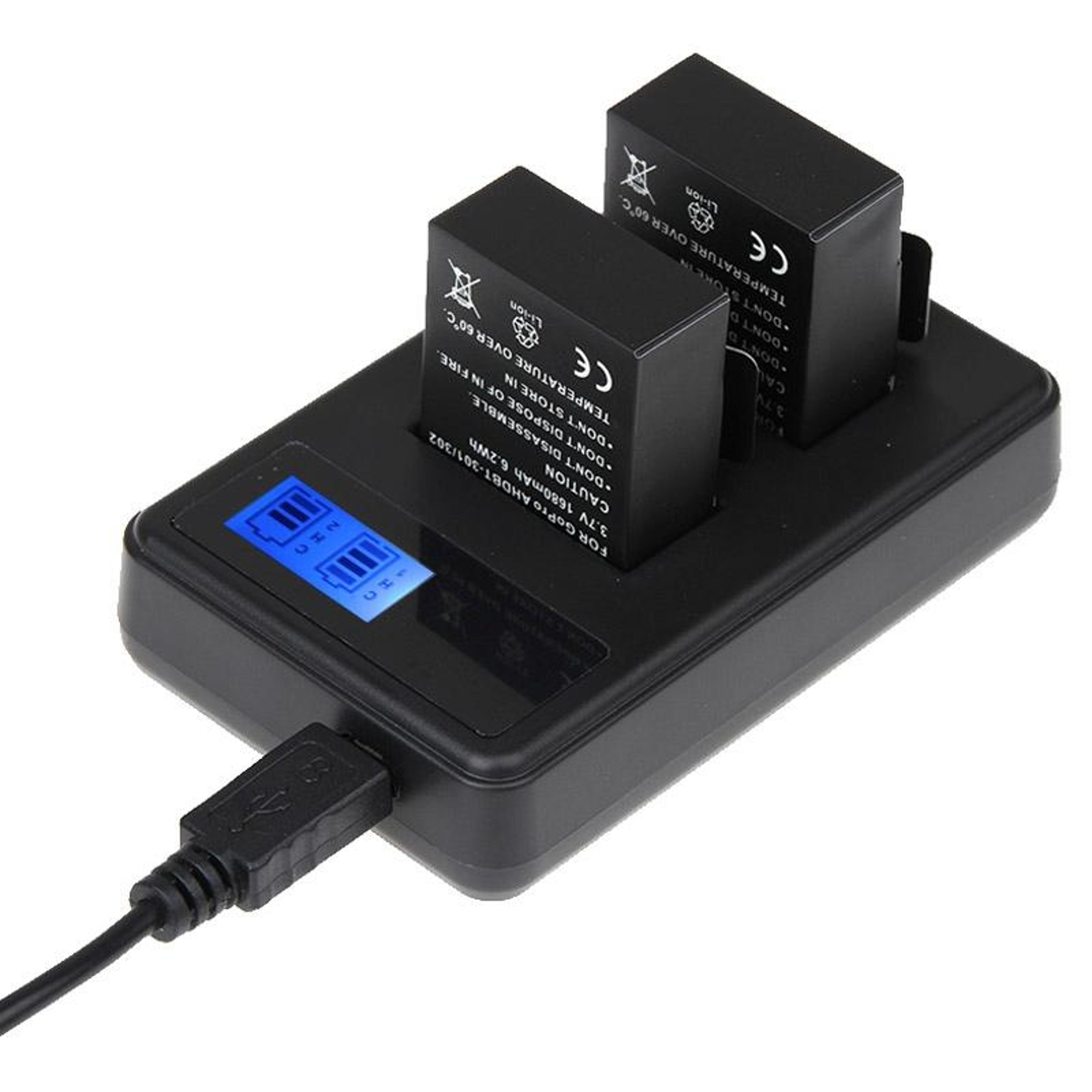 gp158-b dual battery charger with lcd display for gopro hero3 hero3+ usb smart charging dock