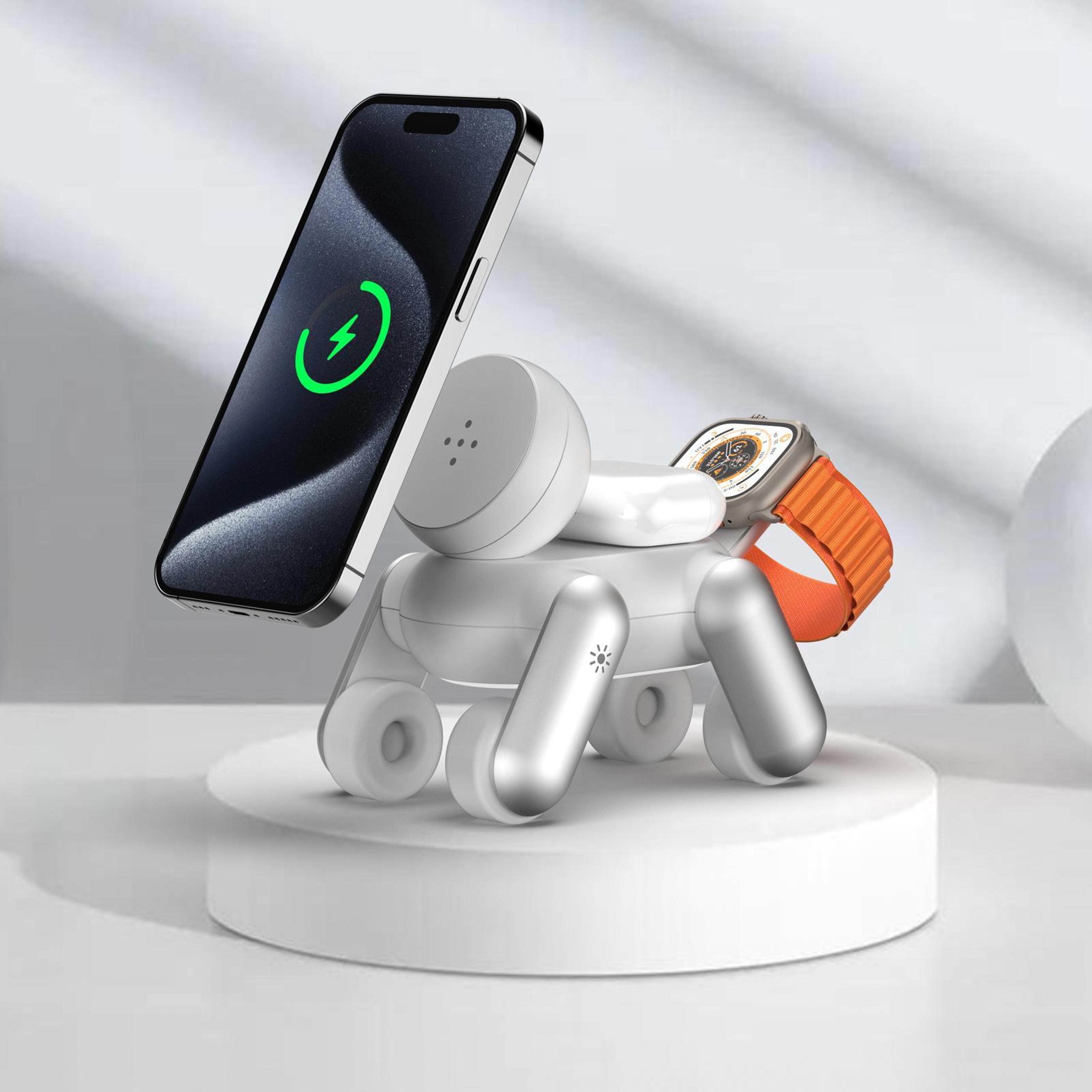 puppy 3 in 1 wireless charger magnetic charging station for iphone apple watch airpods
