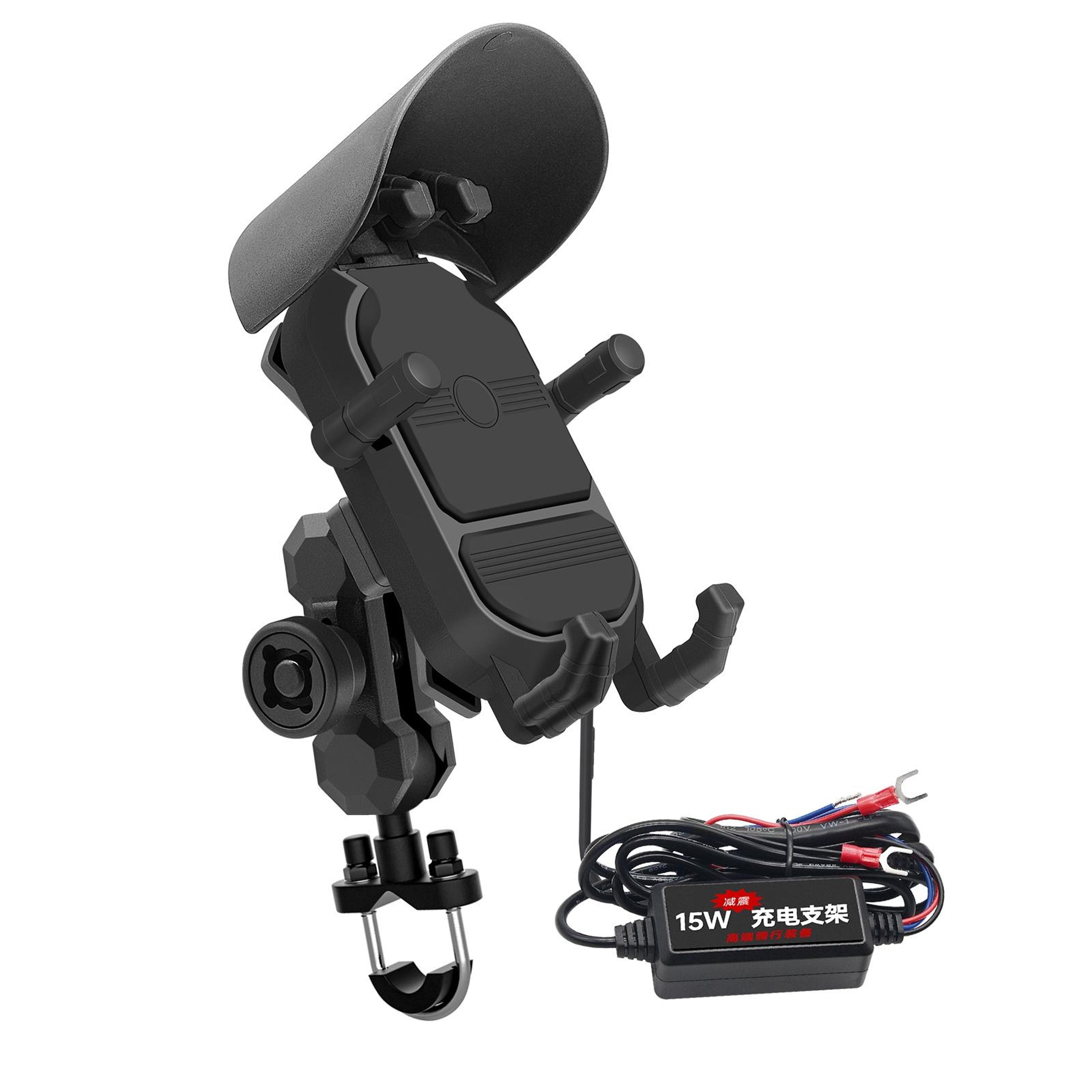 wupp cs-1848b2 motorcycle phone holder with 15w wireless charger and secure navigation mount