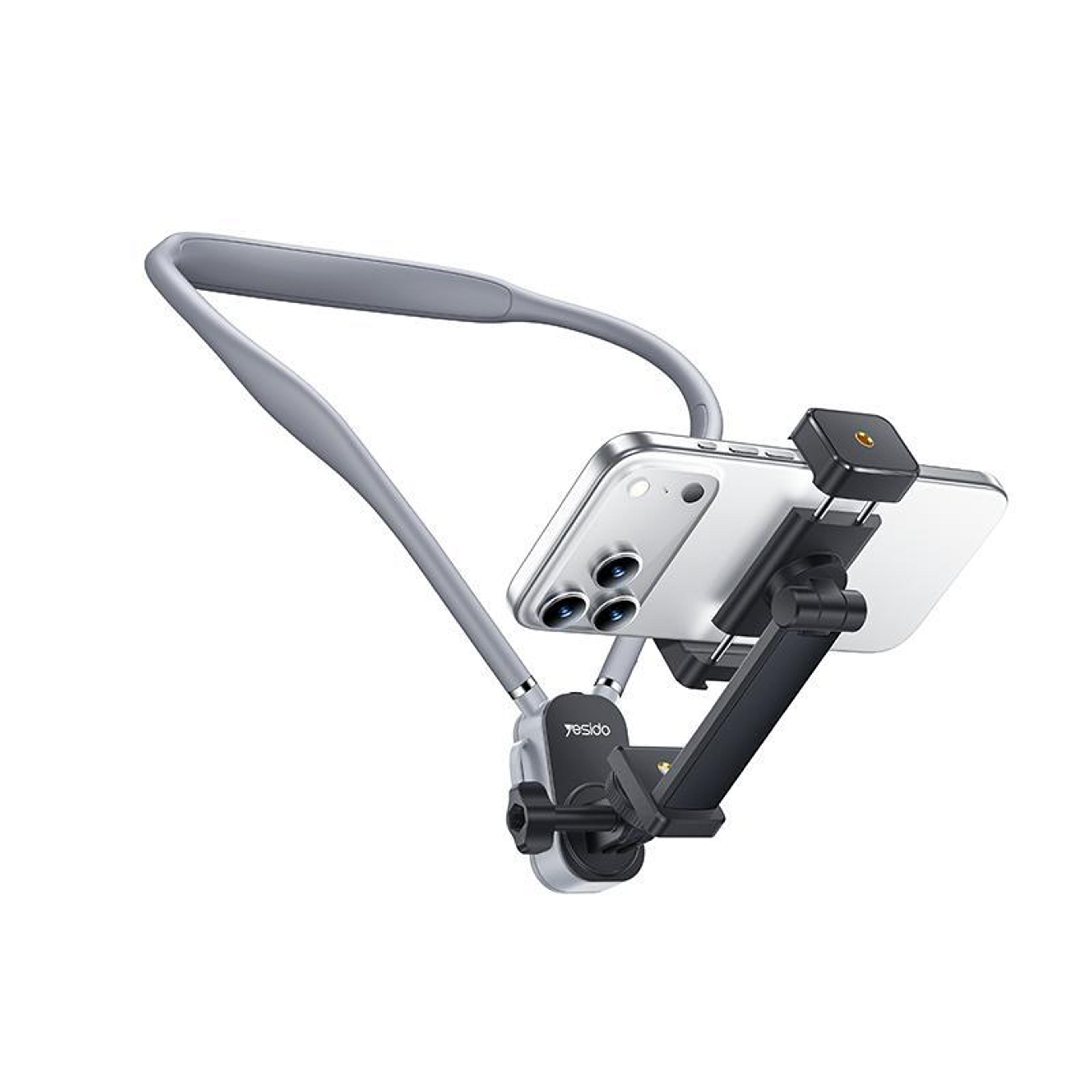 yesido c334 neck phone holder 360 rotating hands free phone holder for smartphones and action cameras