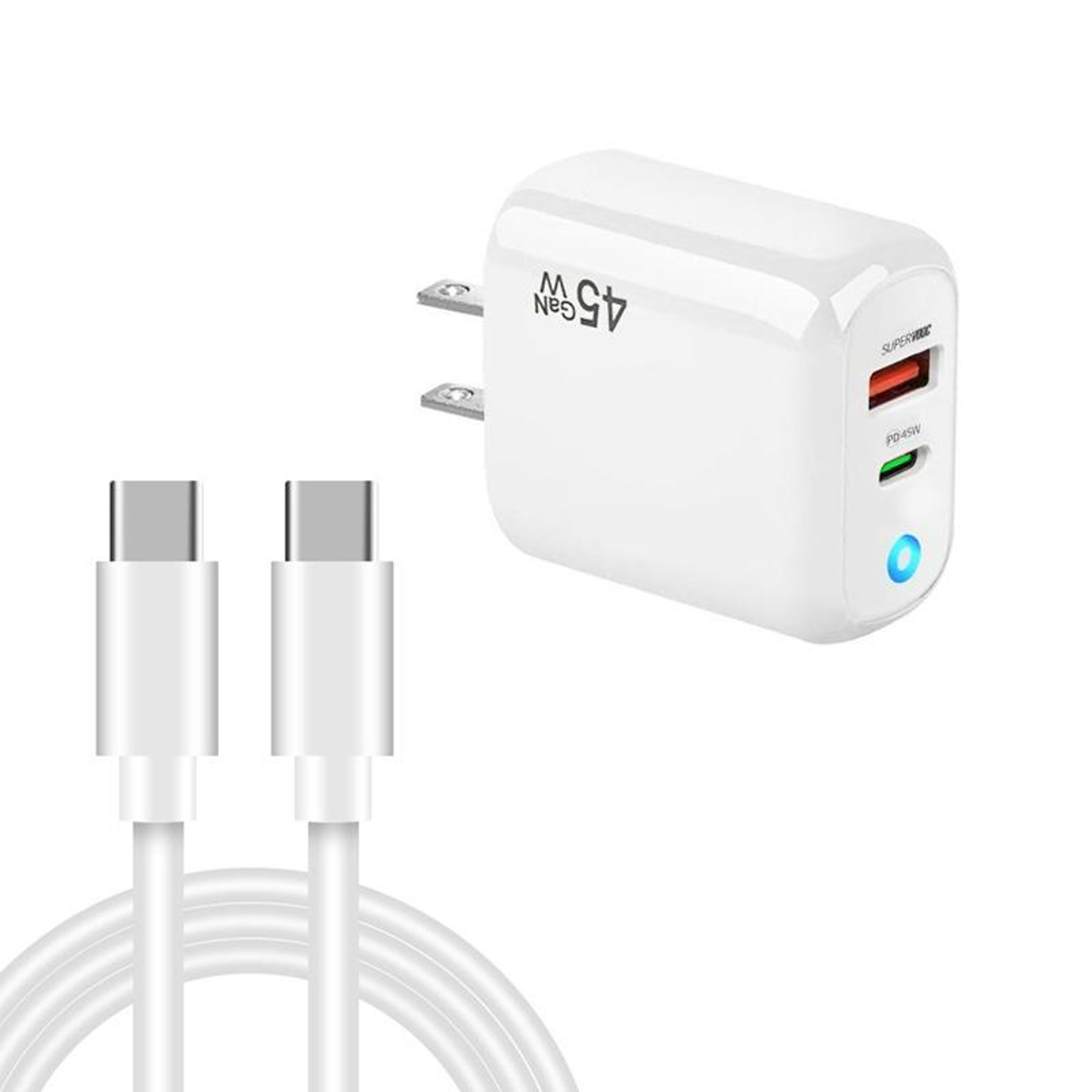 te-pd45 45w gan charger usb c fast charger dual port pd 3.0 charger with usb c cable us plug