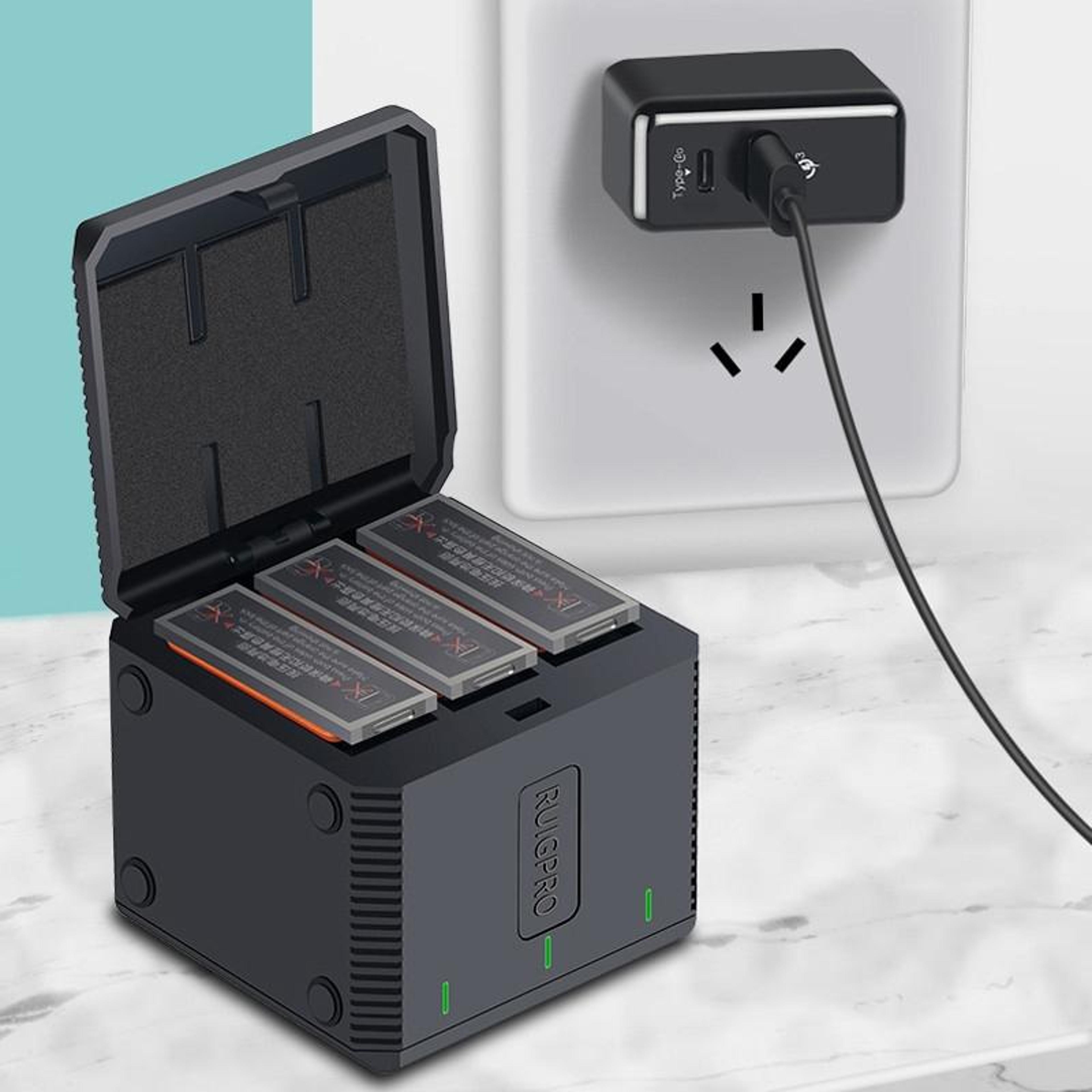ruigpro dji osmo action 1 battery charger triple usb battery charging dock with led indicators