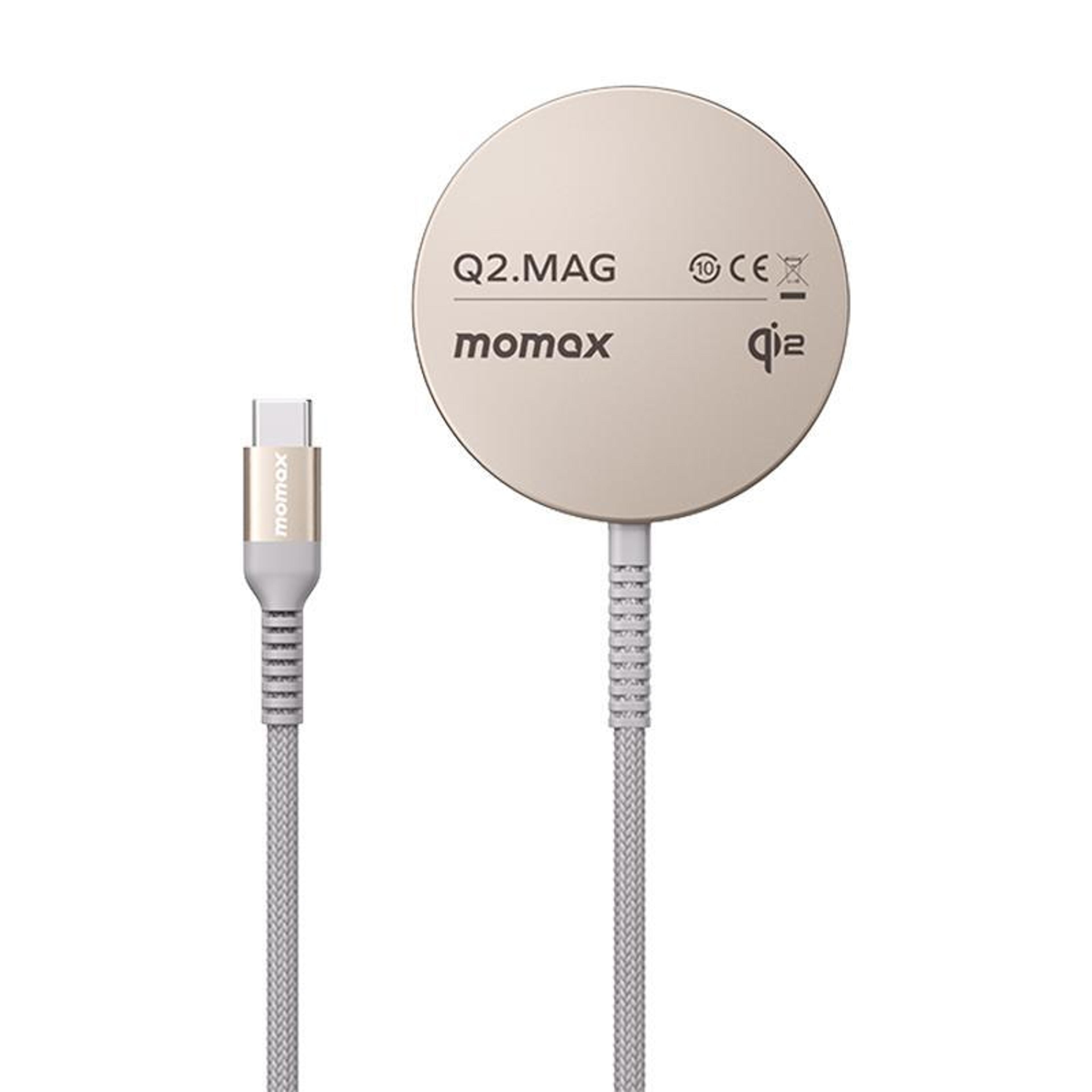 momax q2 mag qi2 magnetic wireless charger 15w portable magsafe compatible charger titanium gold