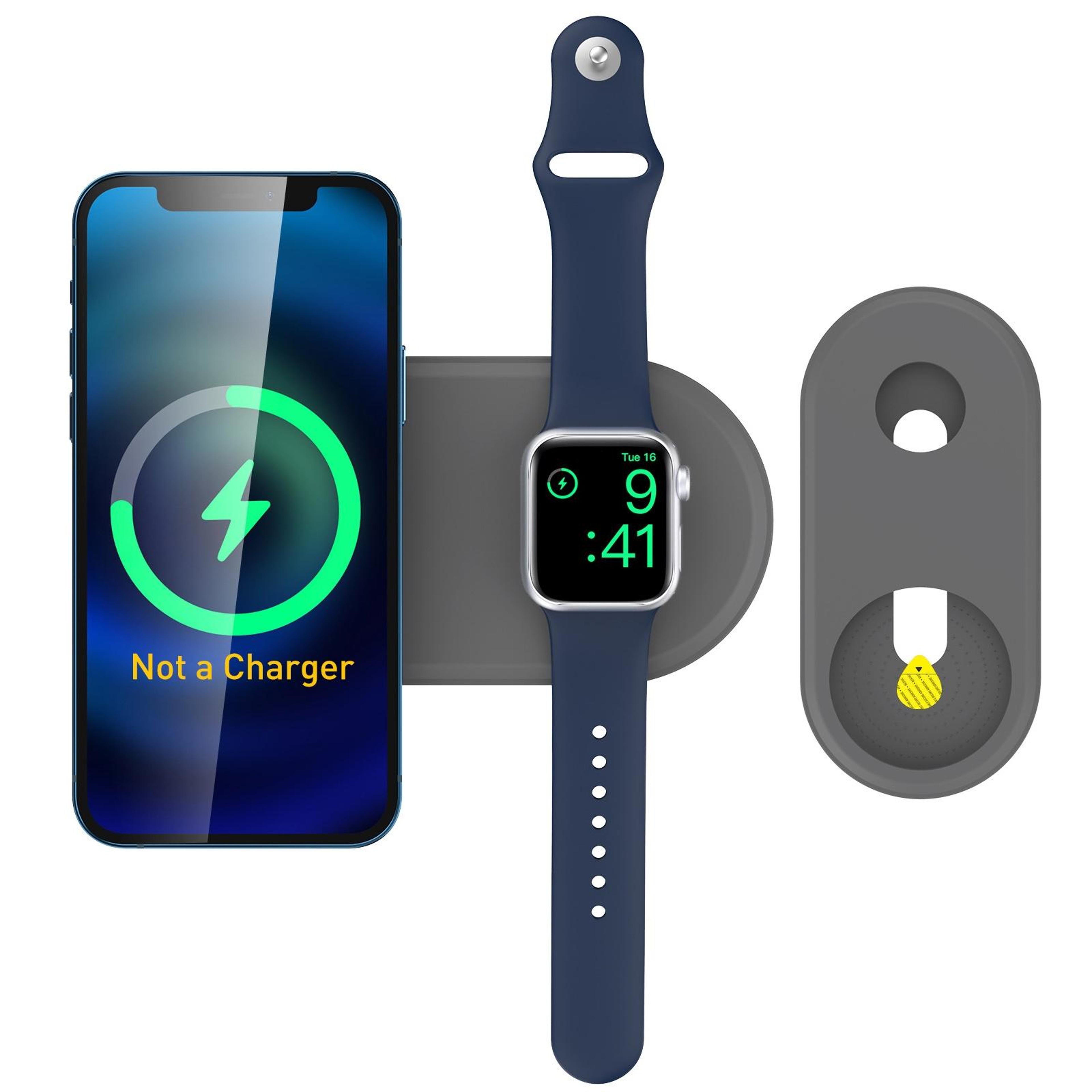 ahastyle pt135 2 in 1 wireless charging stand for apple watch and iphone silicone charging base