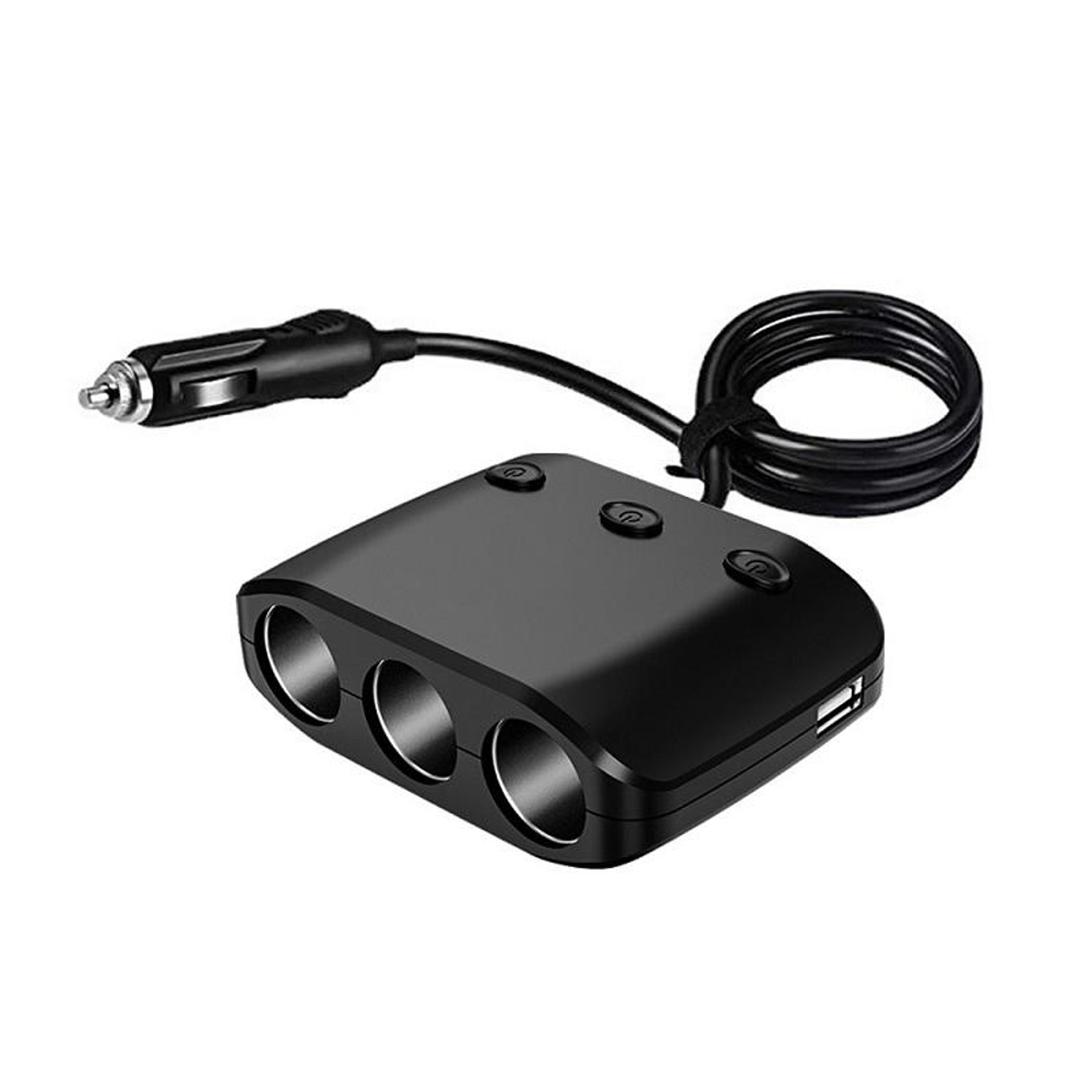120w car cigarette lighter splitter with dual usb charger and independent switch 3 socket power adapter