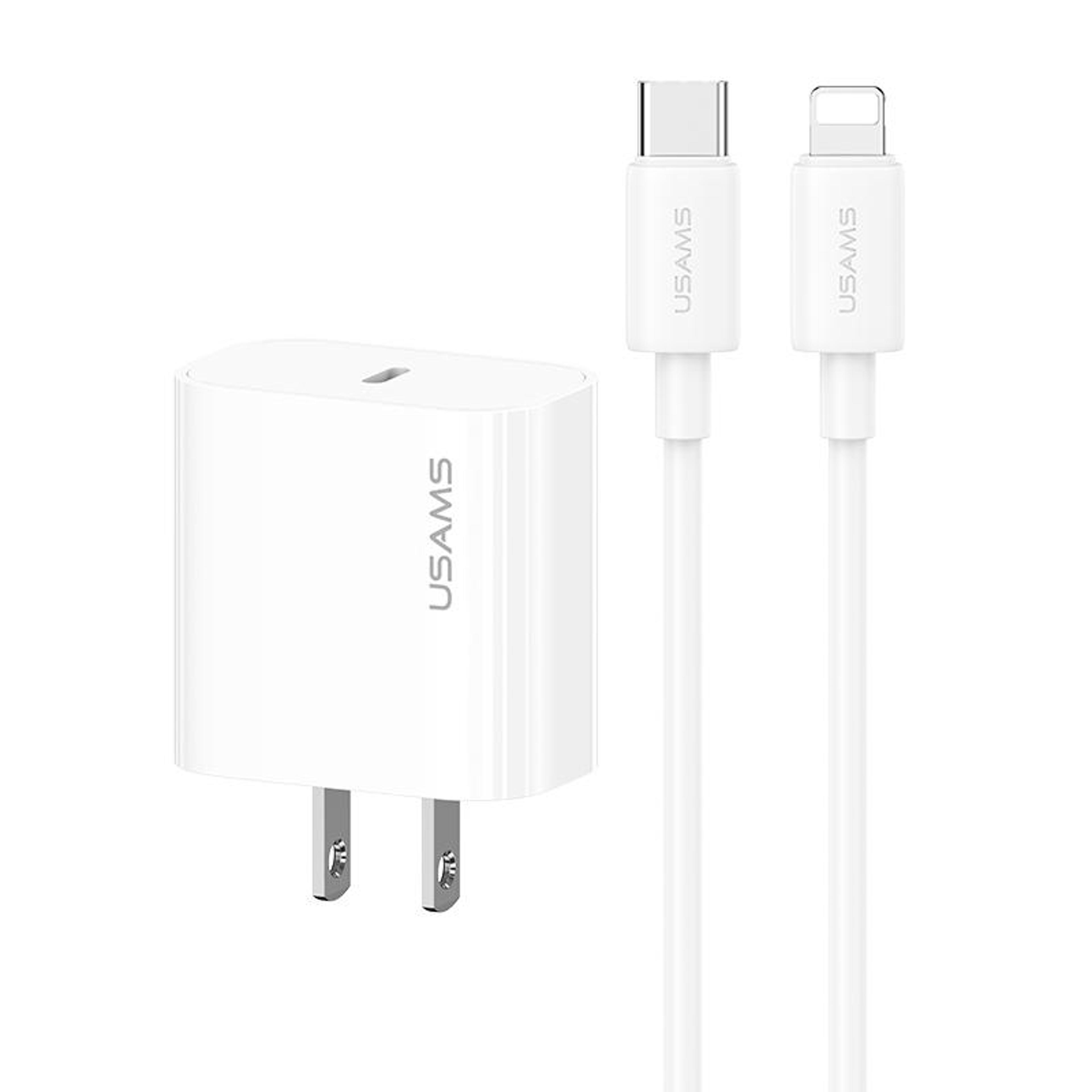 usams cc228 20w fast charger usb-c to lightning charger set pd wall charger us plug