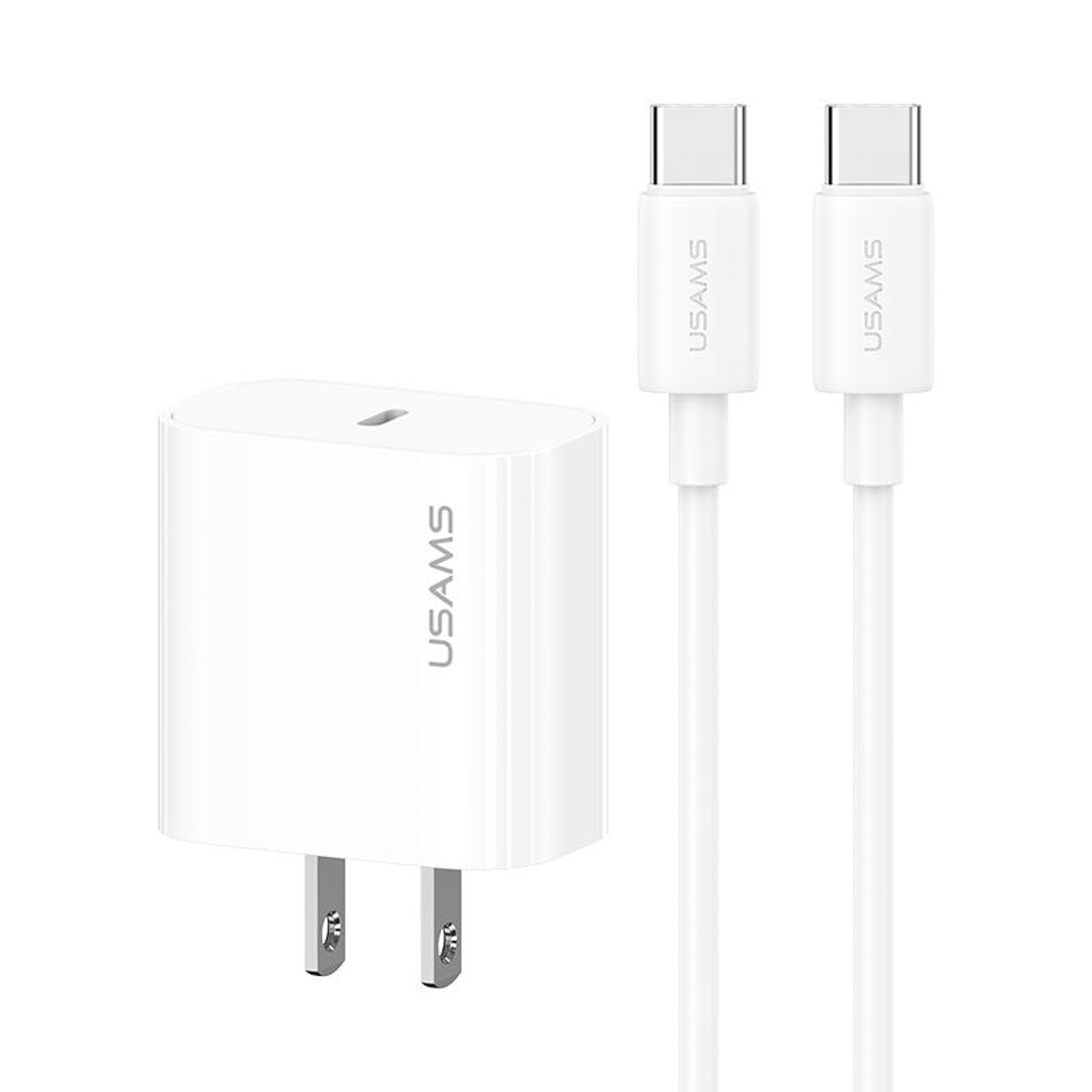 usams cc228 20w usb c fast charger set with type c charging cable us plug