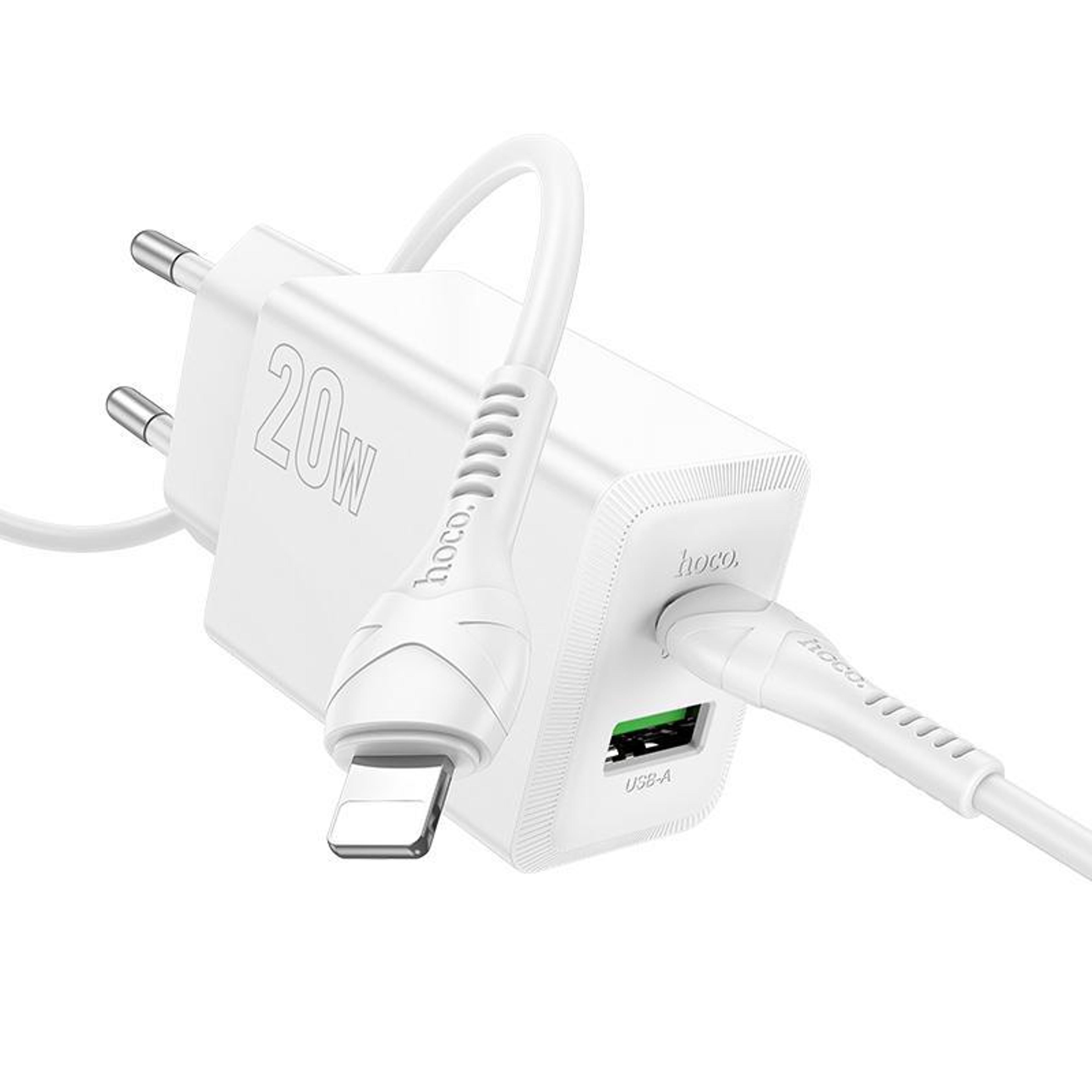 hoco n69 20w fast charger dual port pd qc3.0 usb c wall charger with type c to lightning cable