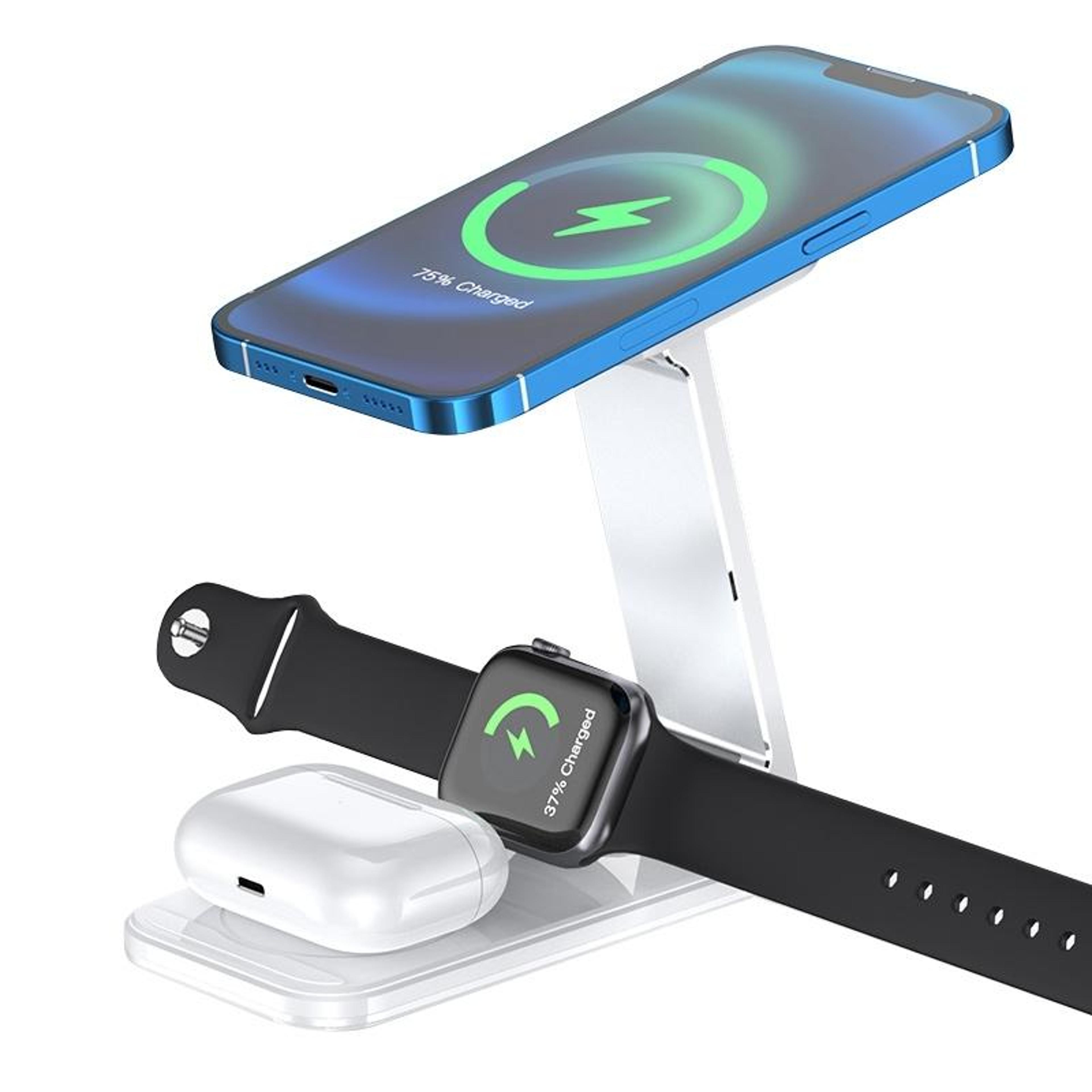 s16 3 in 1 wireless charger foldable 15w wireless charging station phone holder for phone watch and earbuds