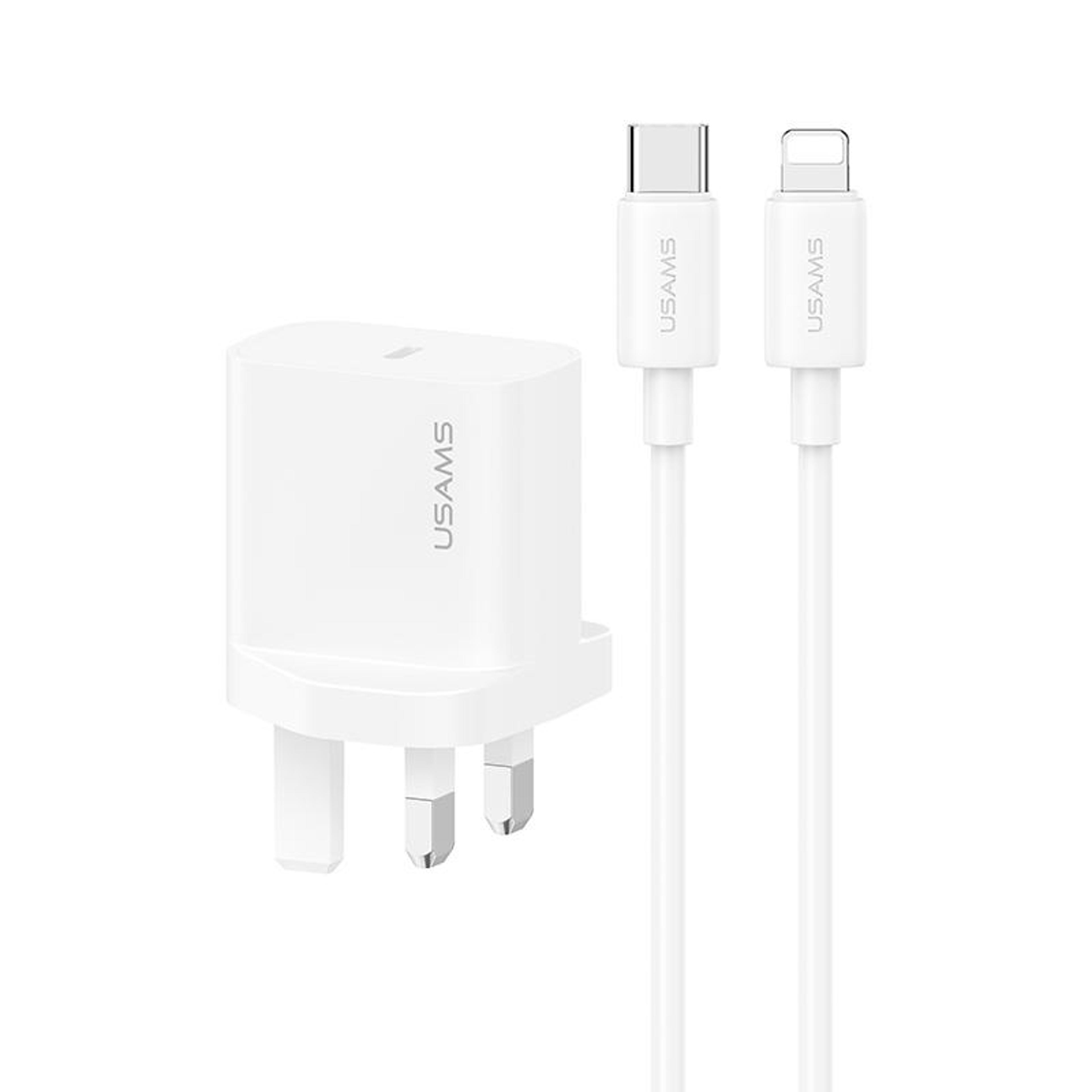 usams cc227 20w usb c charger with usb c to lightning cable pd fast charging set