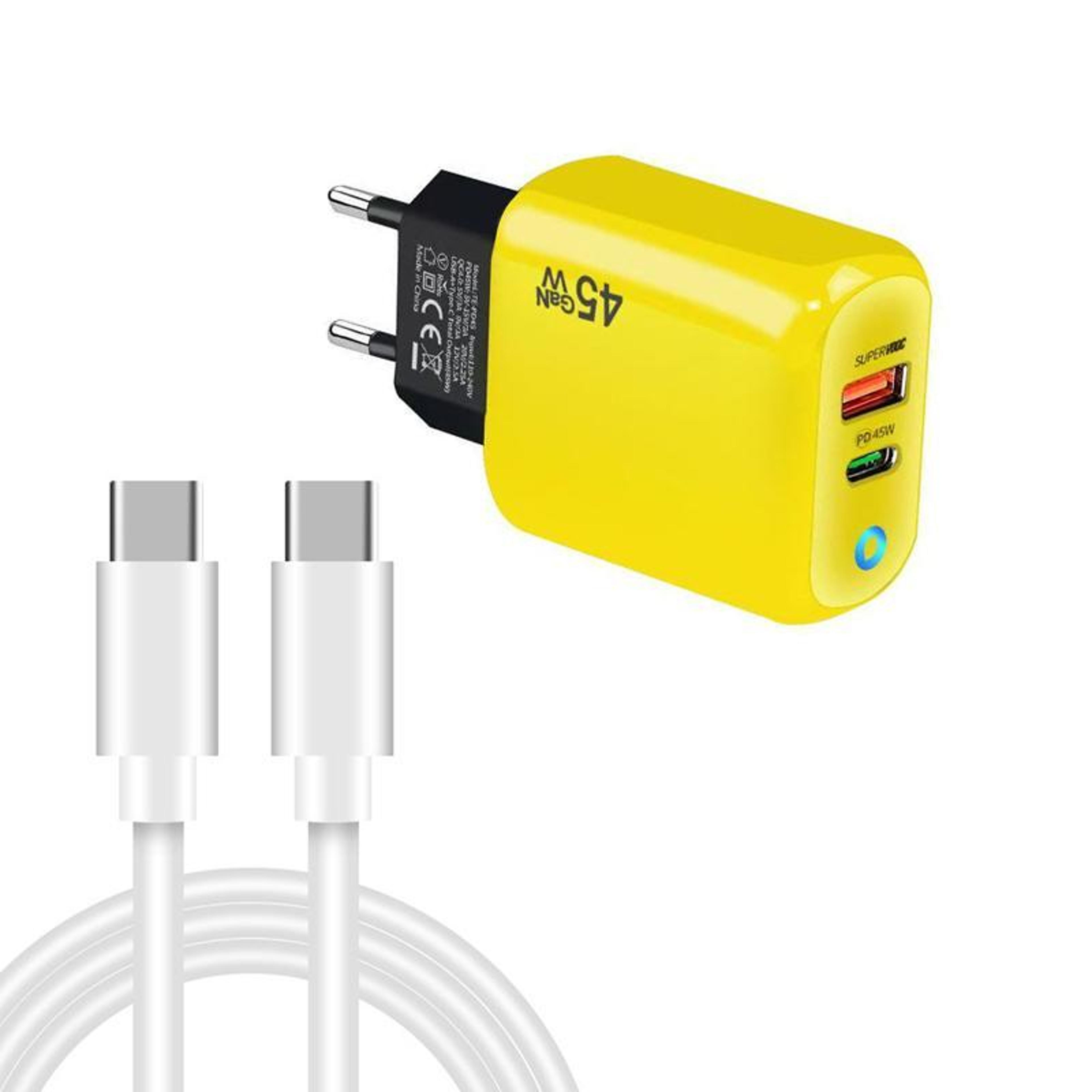 te-pd45 45w gan charger usb c pd fast charger with usb a port and 60w usb c cable