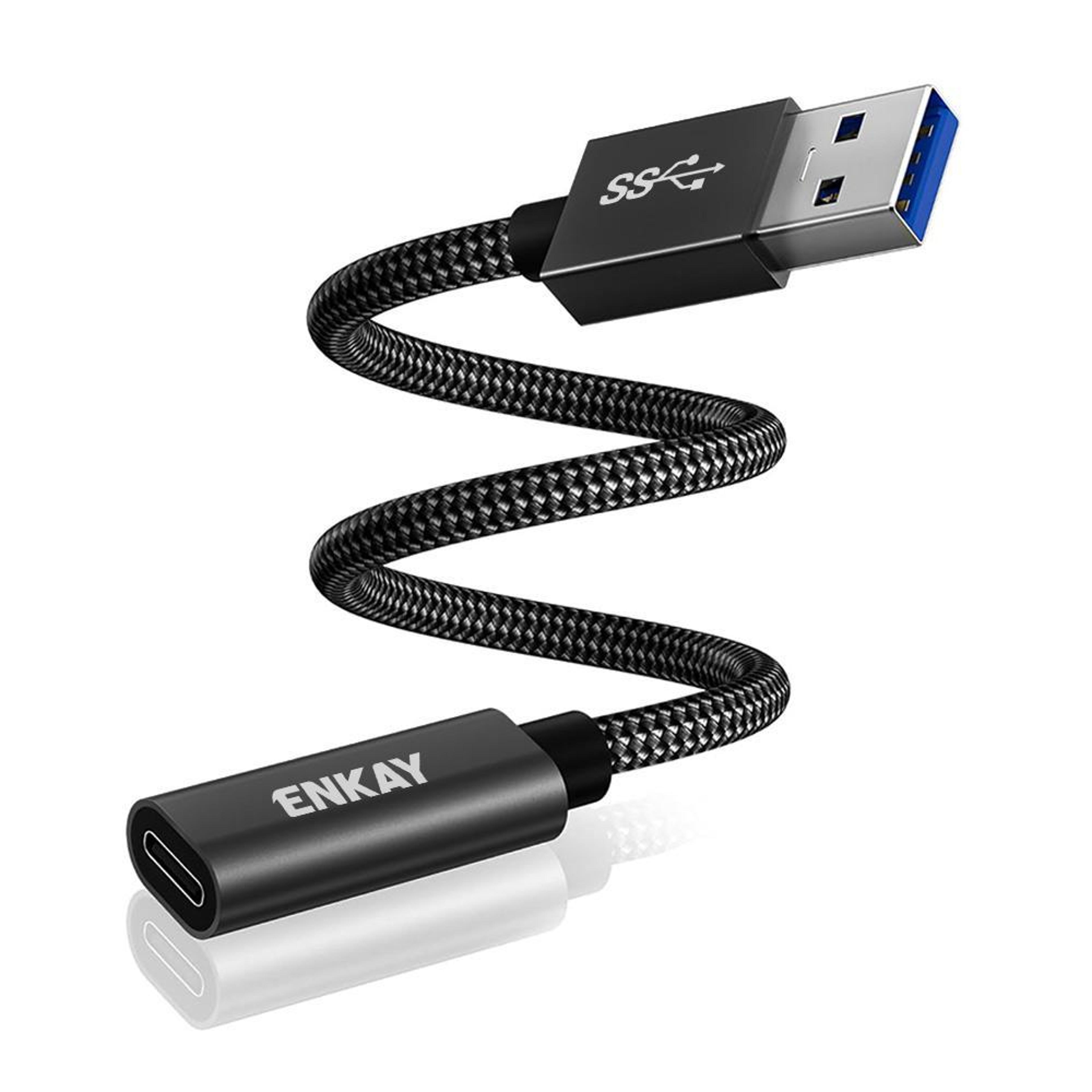 enkay enk-at136 usb c to usb a adapter 10gbps usb 3.2 gen 2 60w fast charging cable 15cm