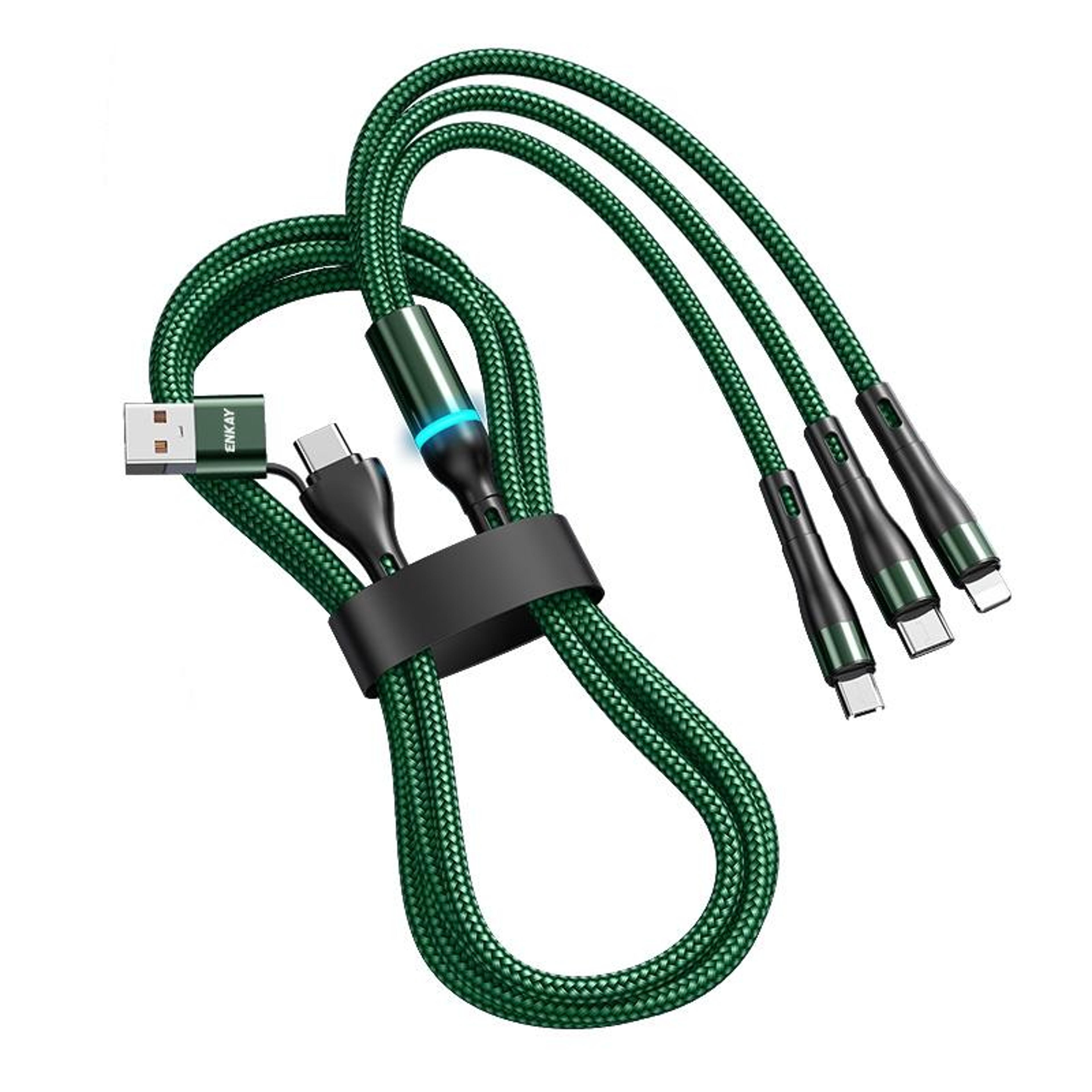 enkay 6 in 1 charging cable 5a fast charging cable usb c lightning micro usb 1.3m
