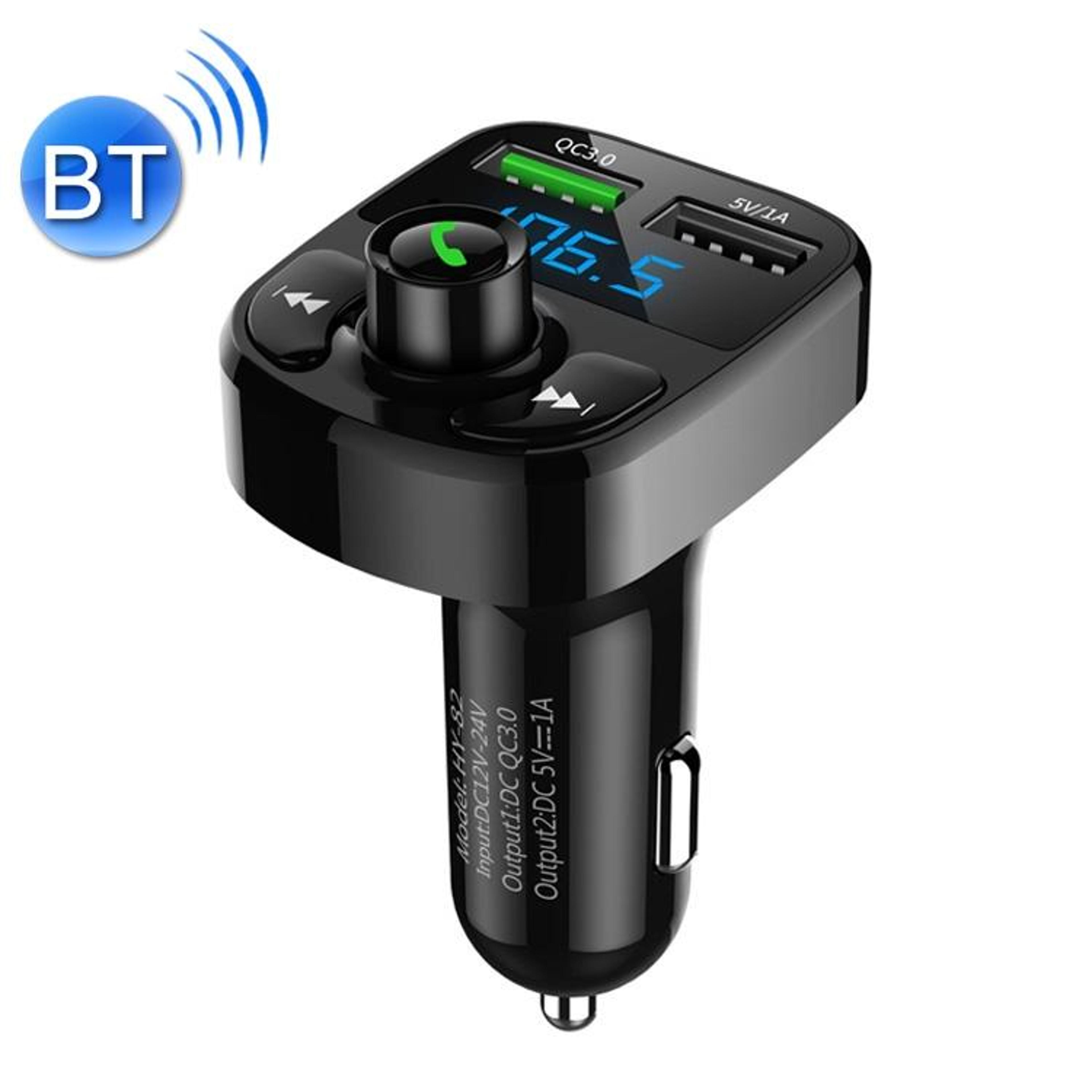 hy82 bluetooth fm transmitter dual usb car charger mp3 player with hands free calling fast charging